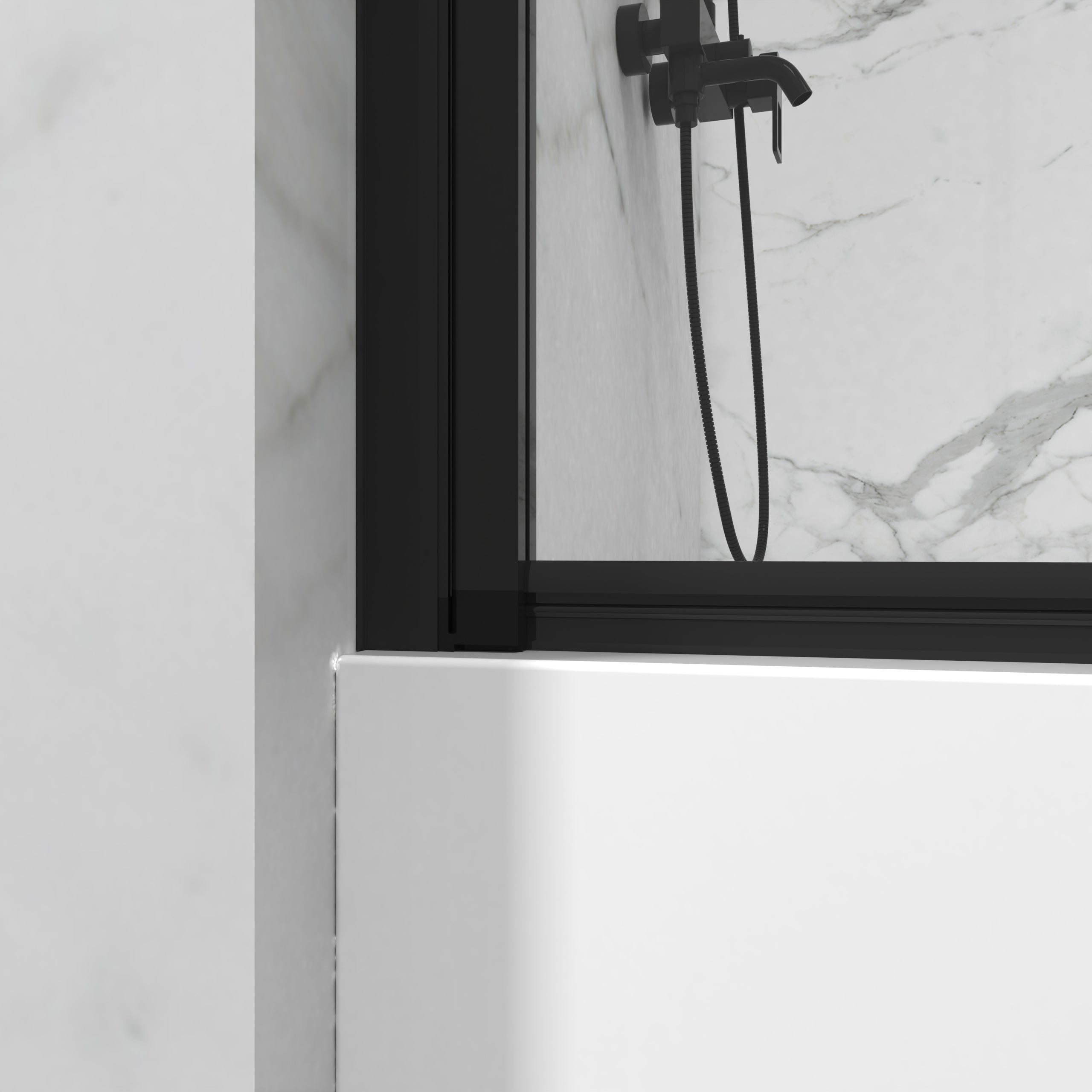 180-degree pivot bathtub screen hinge detail