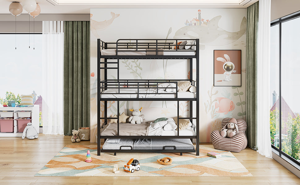 Front room view of the space-saving twin triple bunk bed