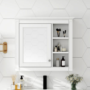 Modern wall-mounted medicine cabinet 30 x 28 inch with mirror, front view