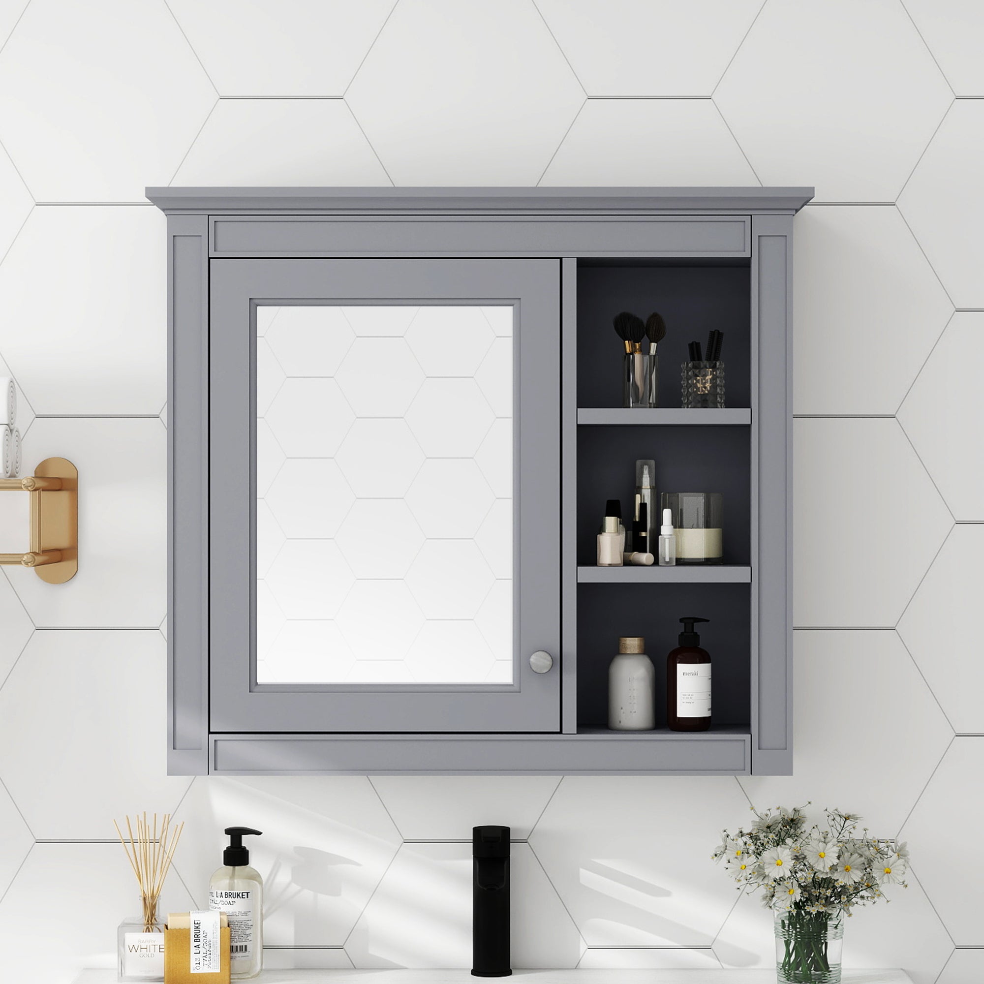 Modern medicine cabinet 30 in. mirrored front, main view