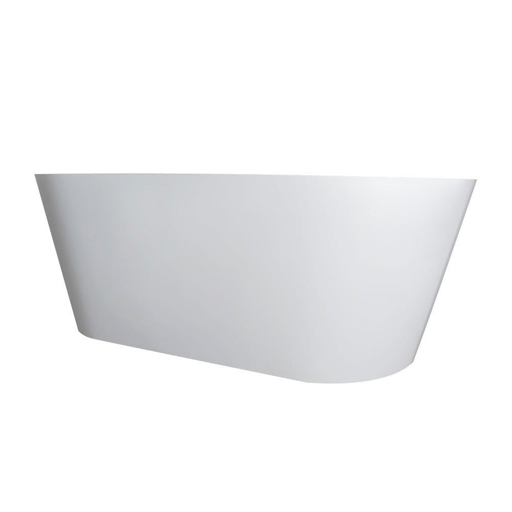55 inch freestanding solid surface soaking bathtub, white, overhead top view