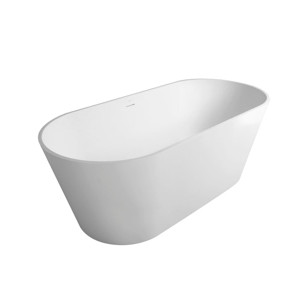 55 inch freestanding solid surface soaking bathtub, white, interior basin view
