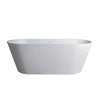 55 inch freestanding solid surface soaking bathtub, white, angled side view
