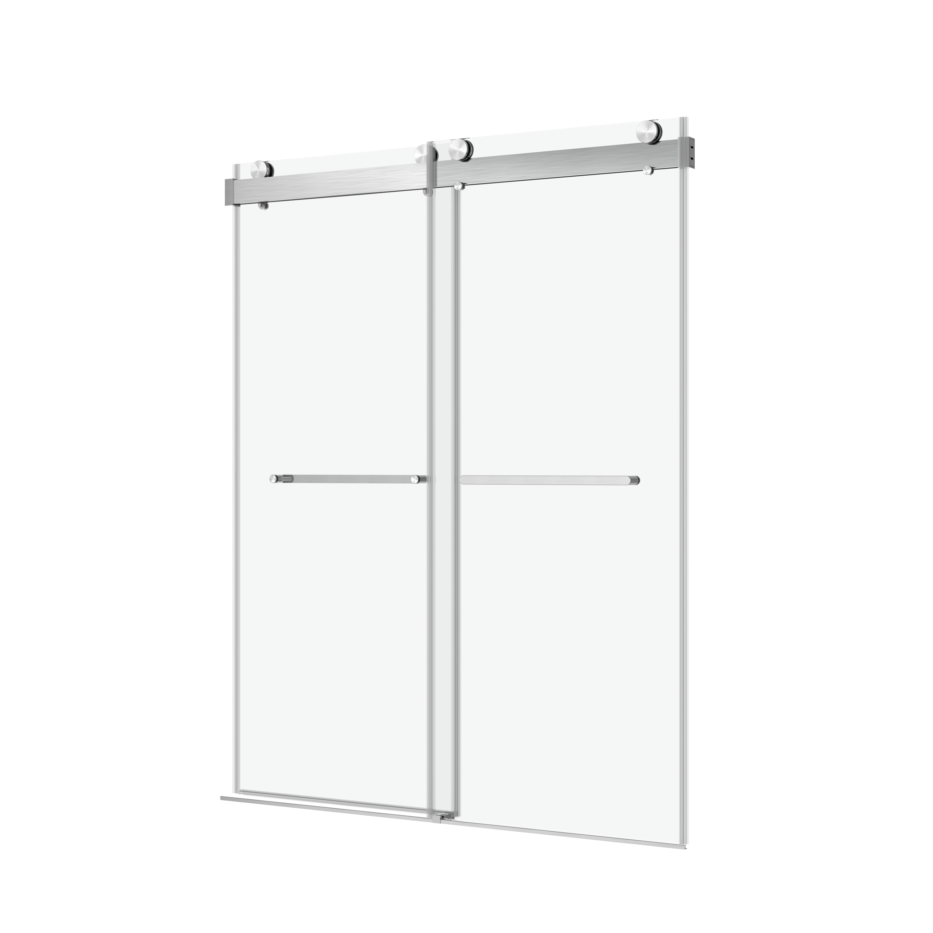 (44-48"W x 76"H), (56-60"W x 76"H), (68-72"W x 76"H) Double Sliding Frameless Soft-Close Shower Door with Premium 3/8 Inch (10mm) Thick Tampered Glass and Easy-cleaning Coating, Stainless Steel in Brushed Nickel