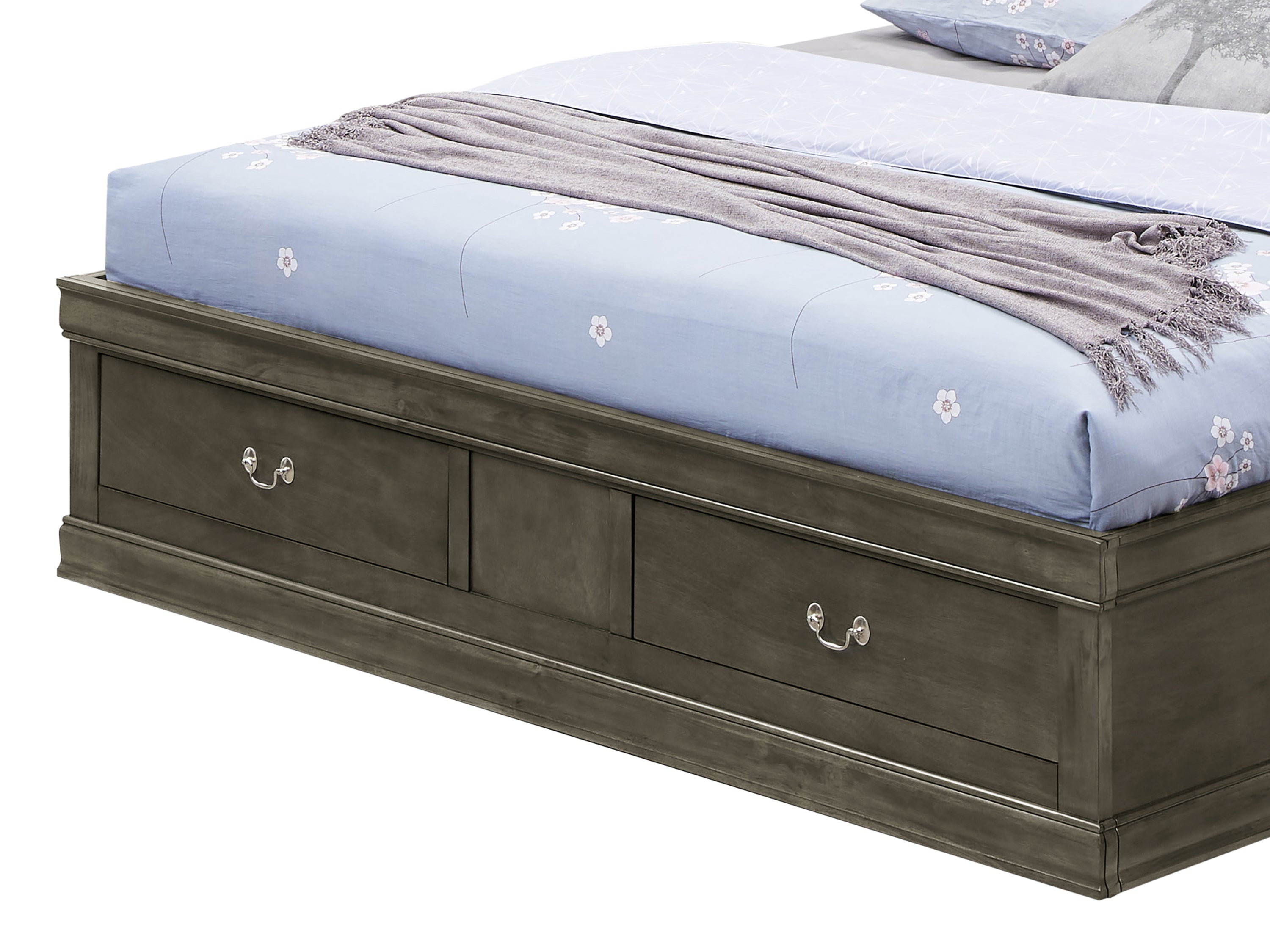 Elegant Gray Full Storage Bed