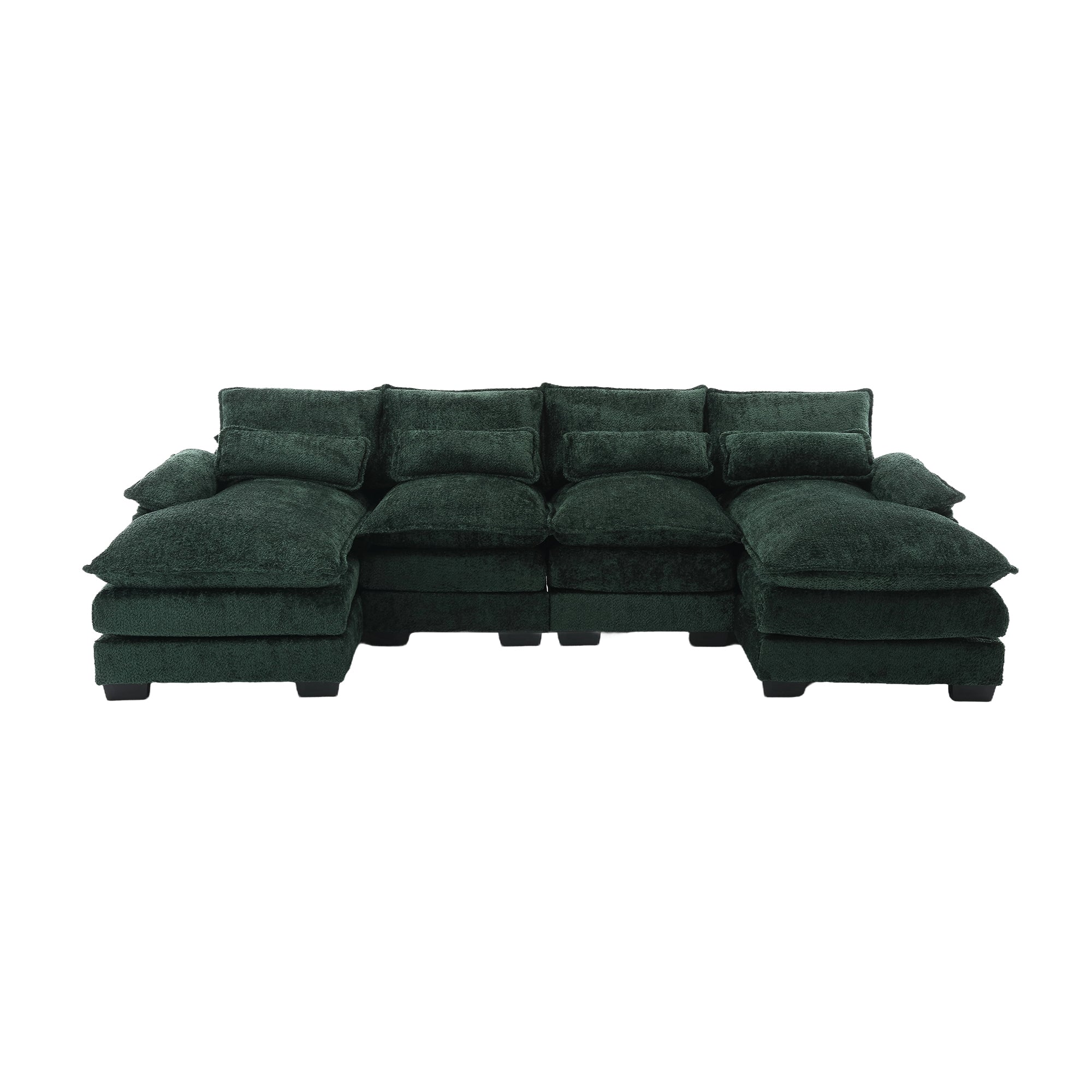 UNITED WE WIN Modern Large chenille Fabric U-Shape Sectional Sofa,strong support for up to 500 pounds, filled with high-quality high-density sponge and high-quality memory foam