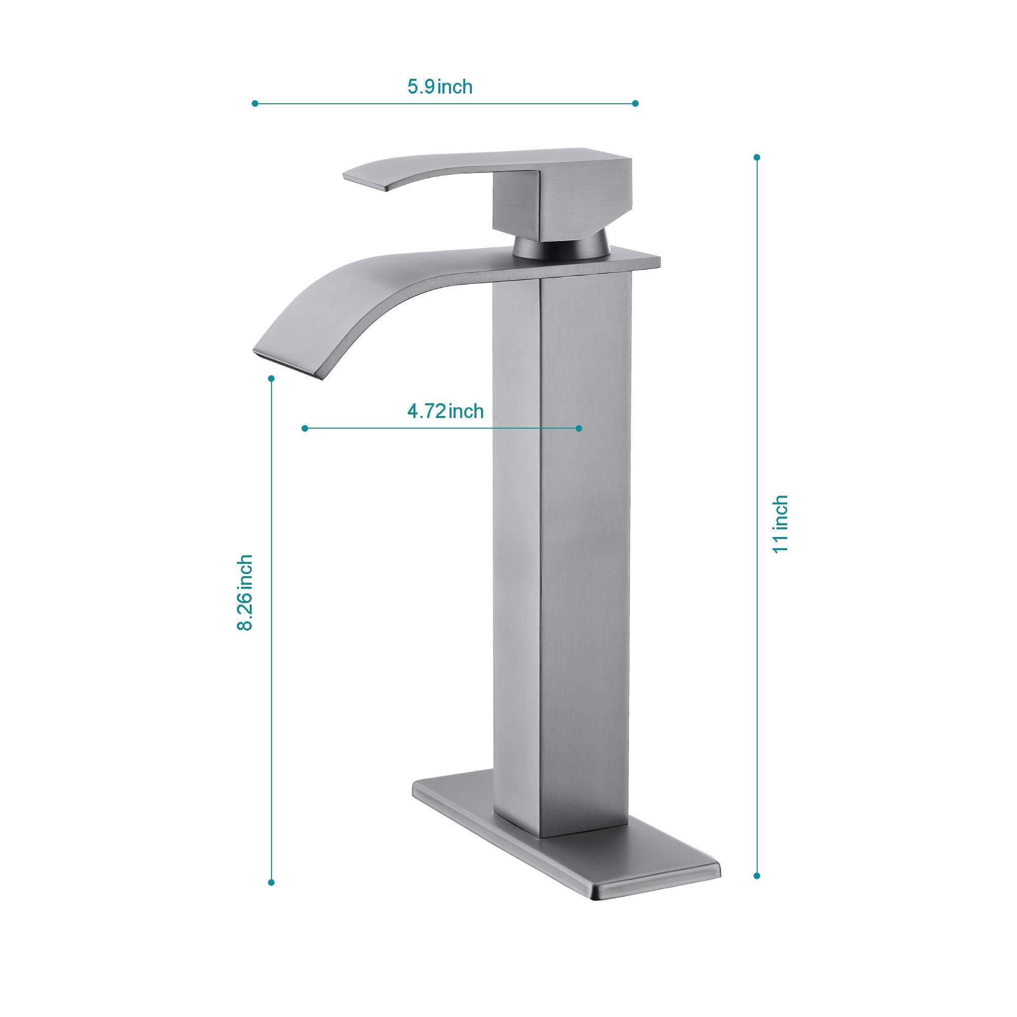 Waterfall Spout Single Handle Bathroom Sink Faucet