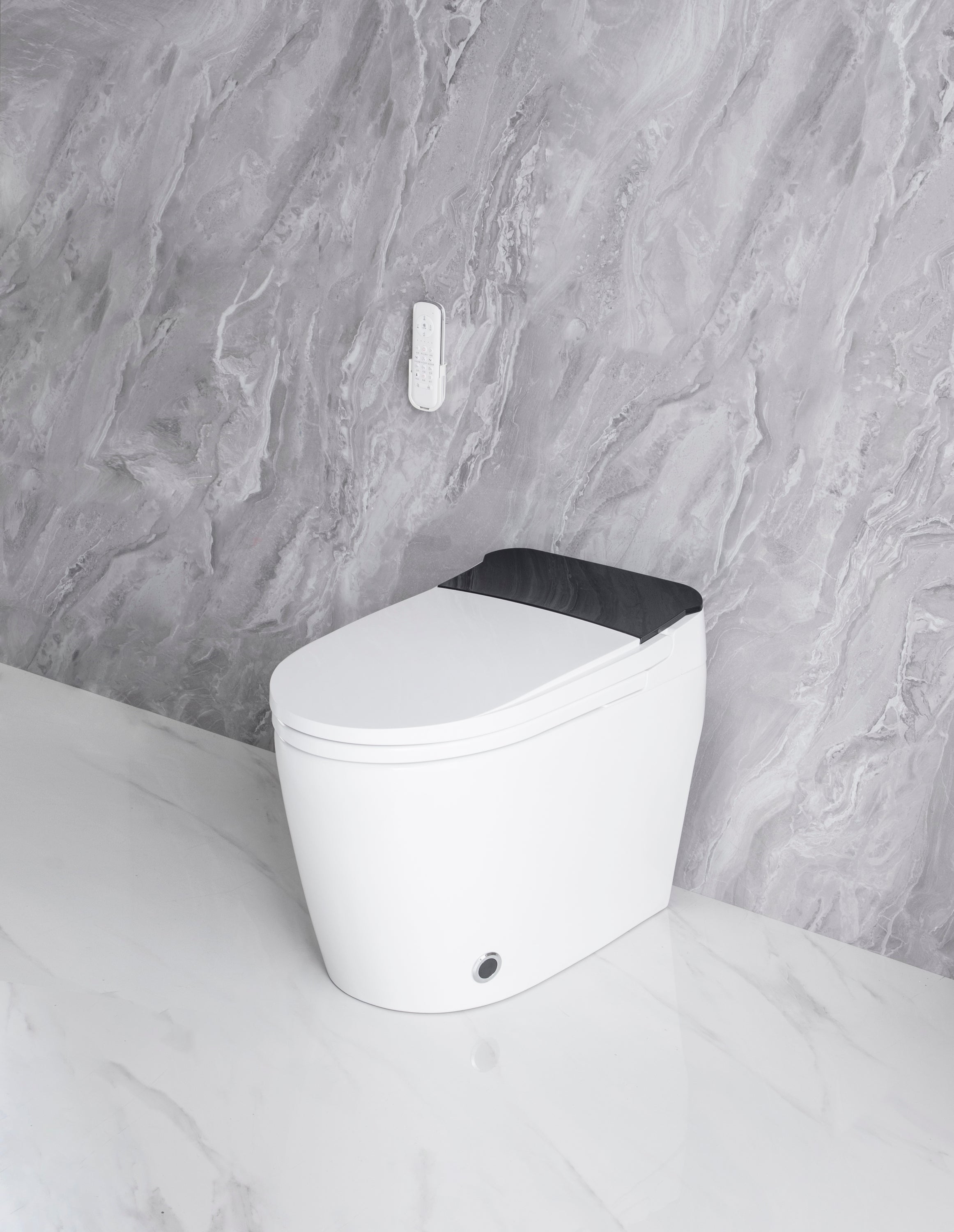 Elongated Smart Toilet with Elongated Heated Bidet Seat, Intelligent Toilet with Bidet Built-in, Feet Sensor,Auto Open/Close Seat, Off Seating AUTO Flush, Night Light, Warm Water & Dryer,White