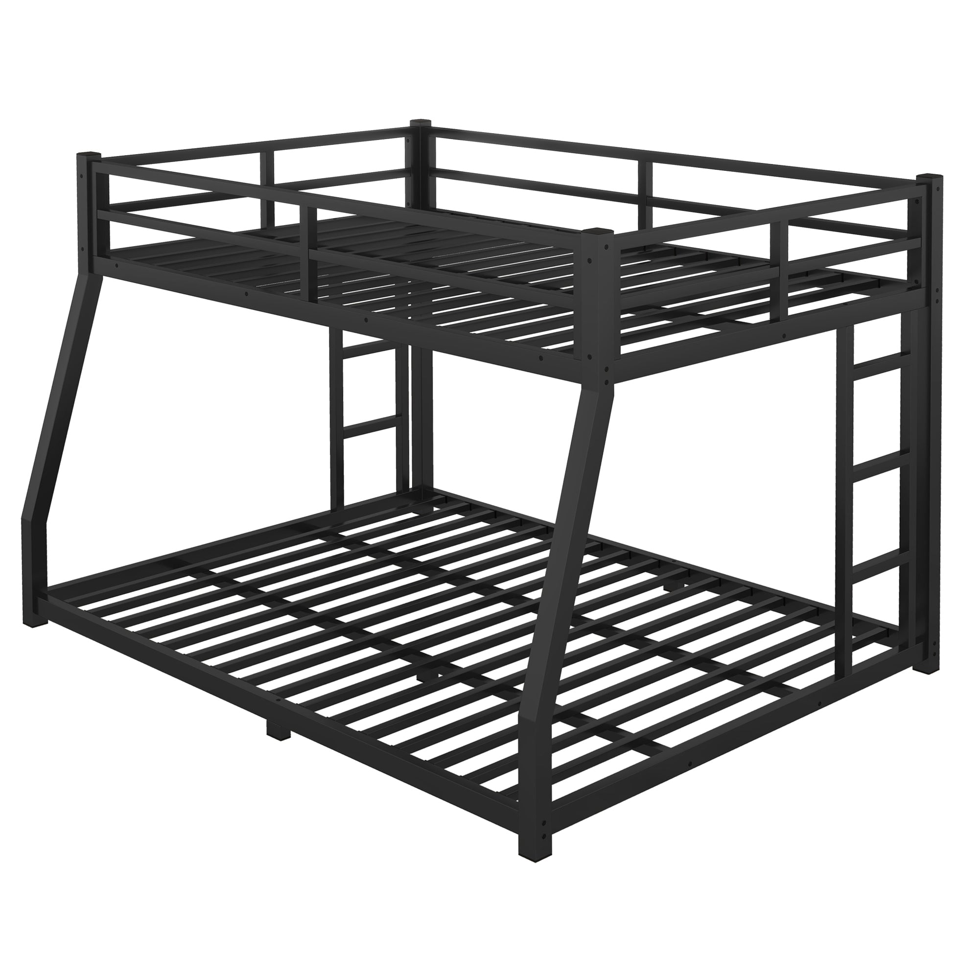 Metal Full XL over Queen Bunk Bed for Teens and Adults,Space-Saving/Noise Reduced/No Box Spring Needed, Black