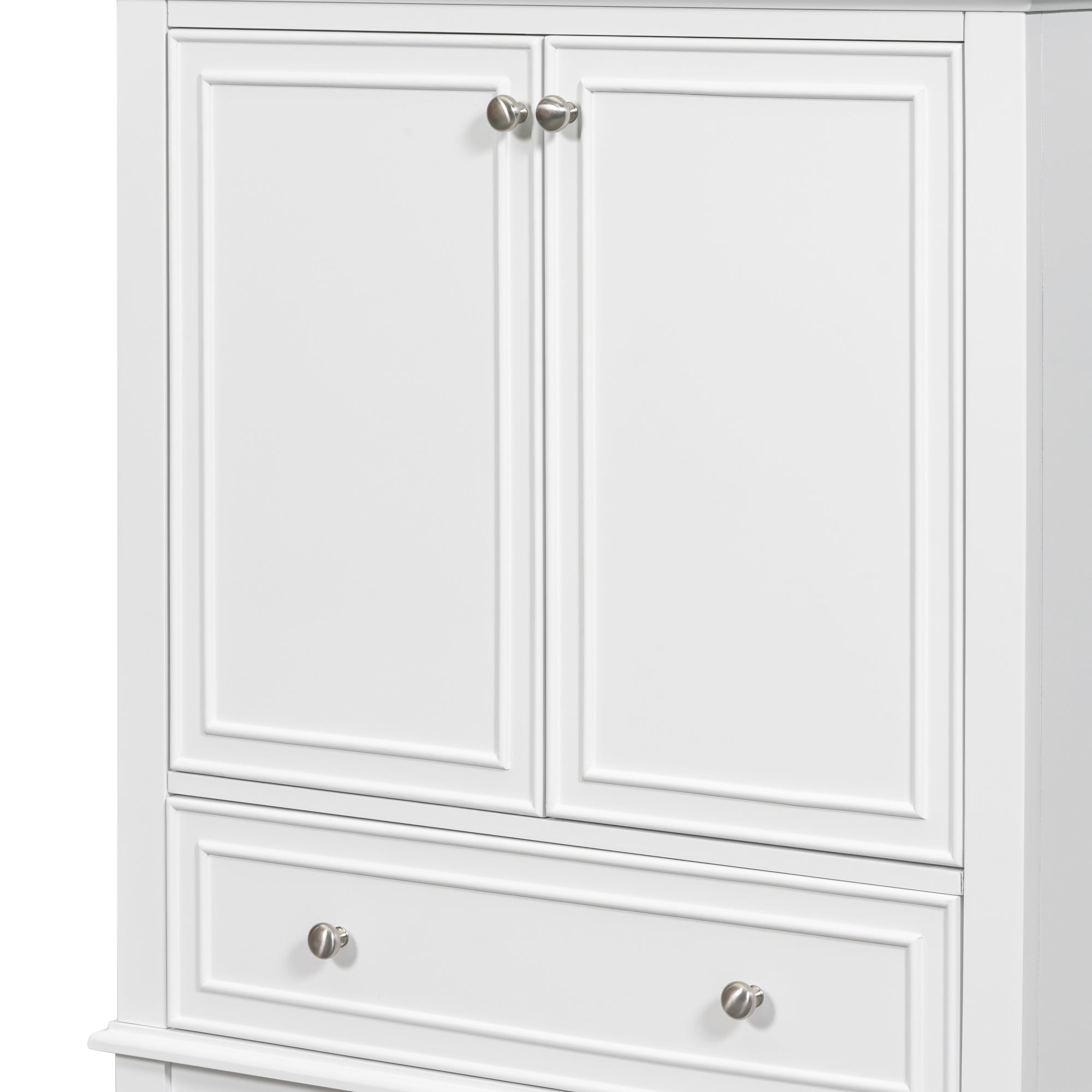 30" Bathroom Vanity without Sink, Base Only, Multi-functional Bathroom Cabinet with Doors and Drawer, Solid Frame and MDF Board, White