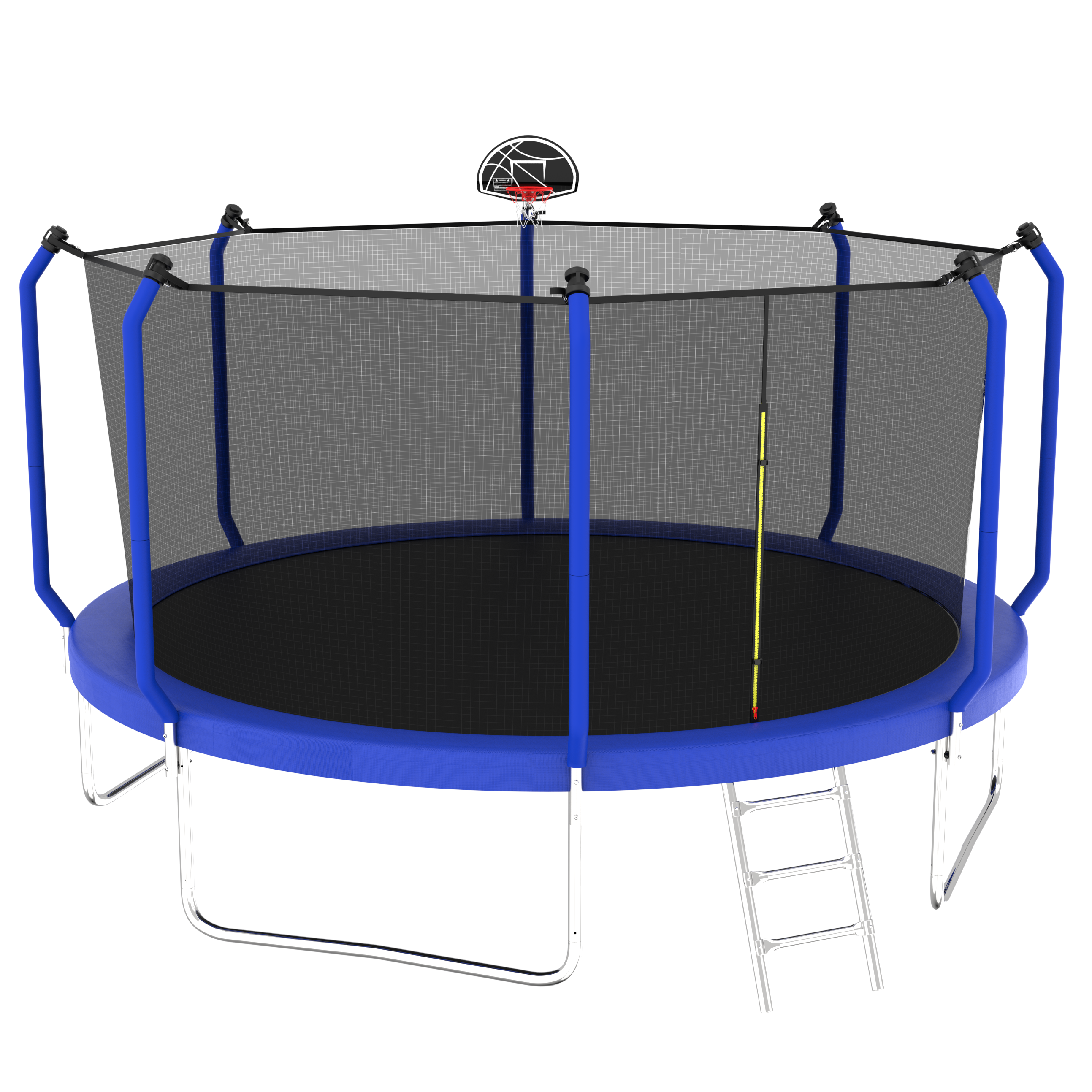 14FT Trampoline with Basketball Hoop, ASTM Approved Reinforced Type Outdoor Trampoline with Enclosure Net