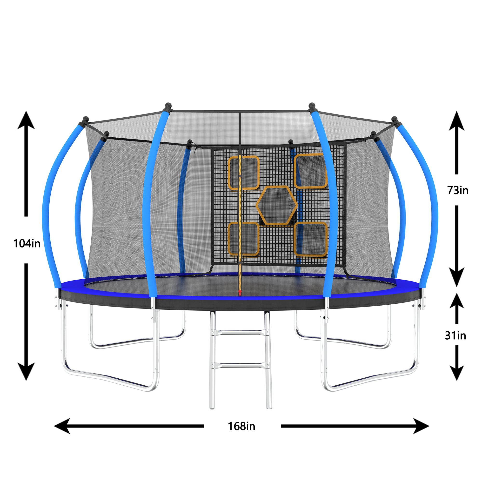 14FT Trampoline with Enclosure - Recreational Trampolines with Ladder, ASTM Approval Outdoor Trampoline for Kids