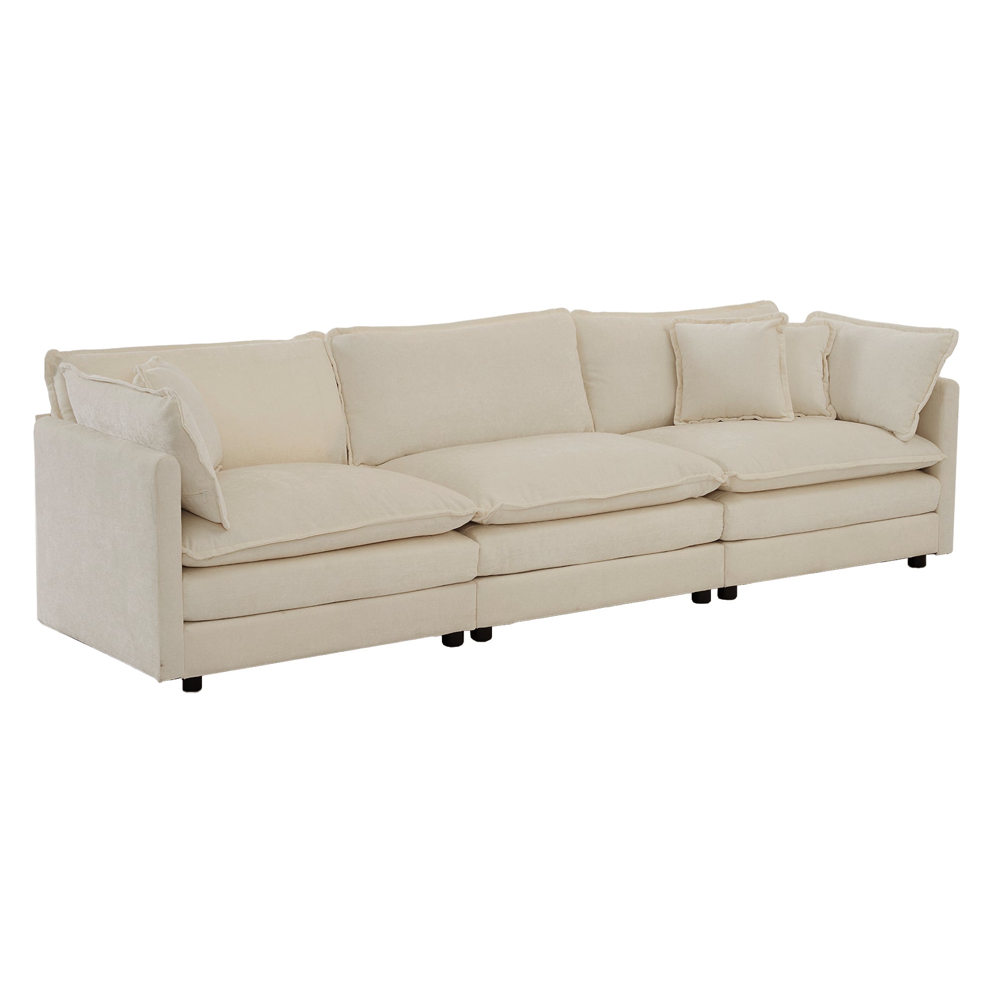 3 Piece Sofa Set Oversized Sofa Comfy Sofa Couch, 2 Pieces of 2 Seater and 1 Piece of 3 Seater Sofa  for Living Room, Deep Seat Sofa Beige Chenille