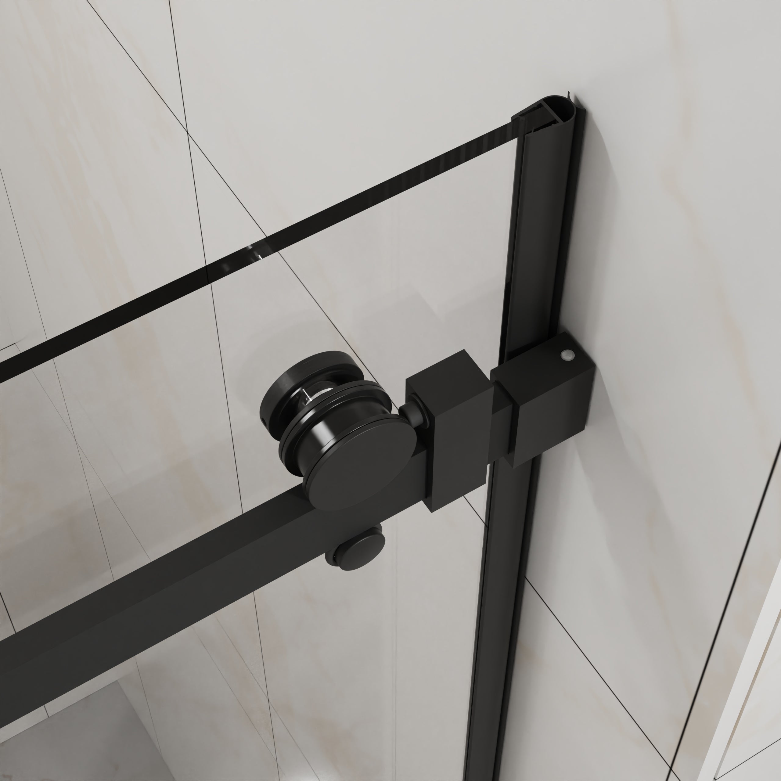 48 x 72 in Frameless Sliding Shower Door - 48 x 72 in / Matte Black view 6