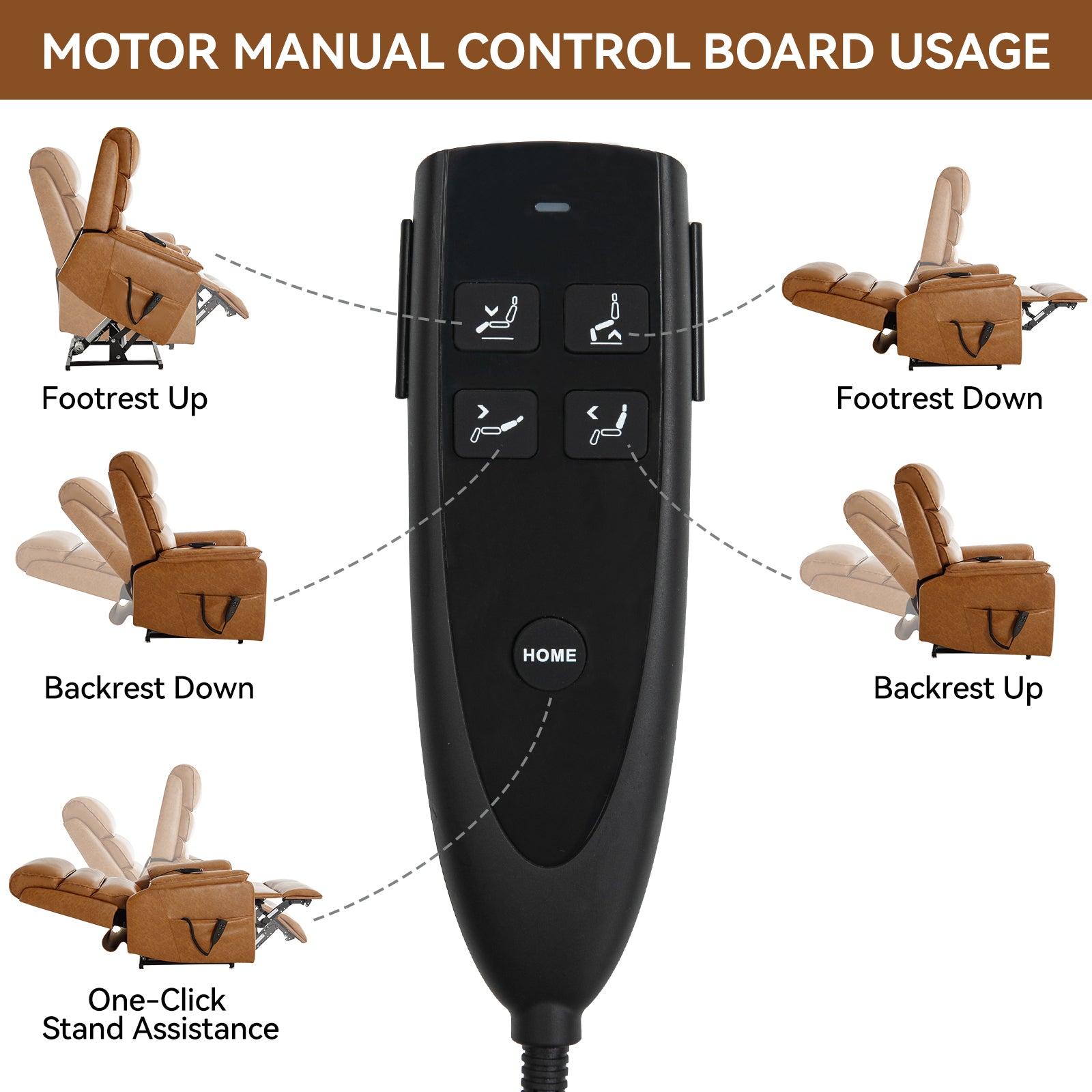 Brown Leatheraire Dual Motor Infinite Position Up to 350 LBS Power Lift Recliner Chair with Power-Remote, Heat Massage and Heavy Duty Motion Mechanism