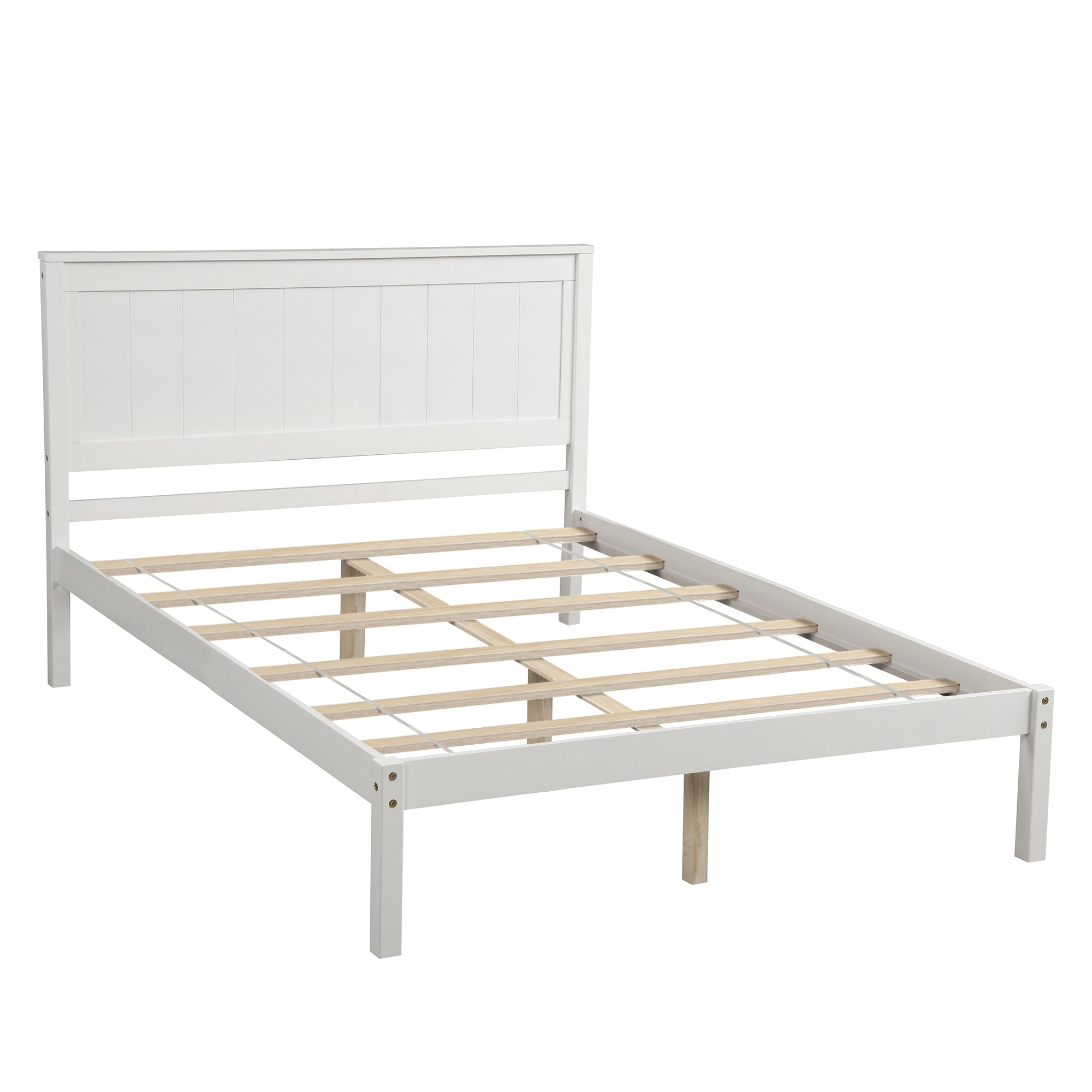 Platform Bed Frame with Headboard , Wood Slat Support , No Box Spring Needed ,Full,White(OLD SKU:WF191419AAK)