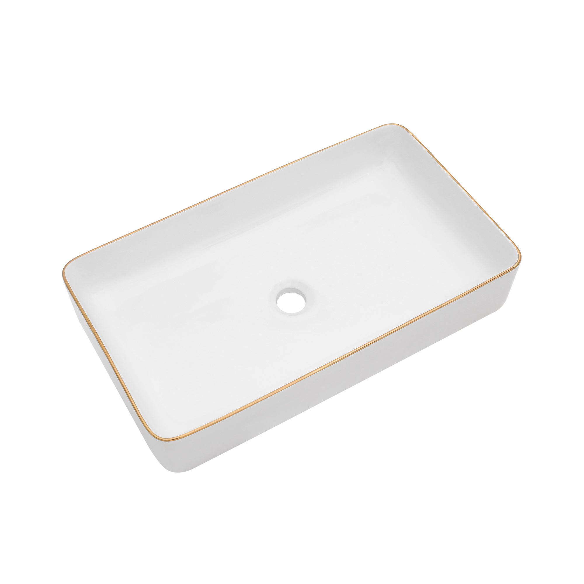 24x14 Inch White Ceramic Rectangular Vessel Bathroom Sink