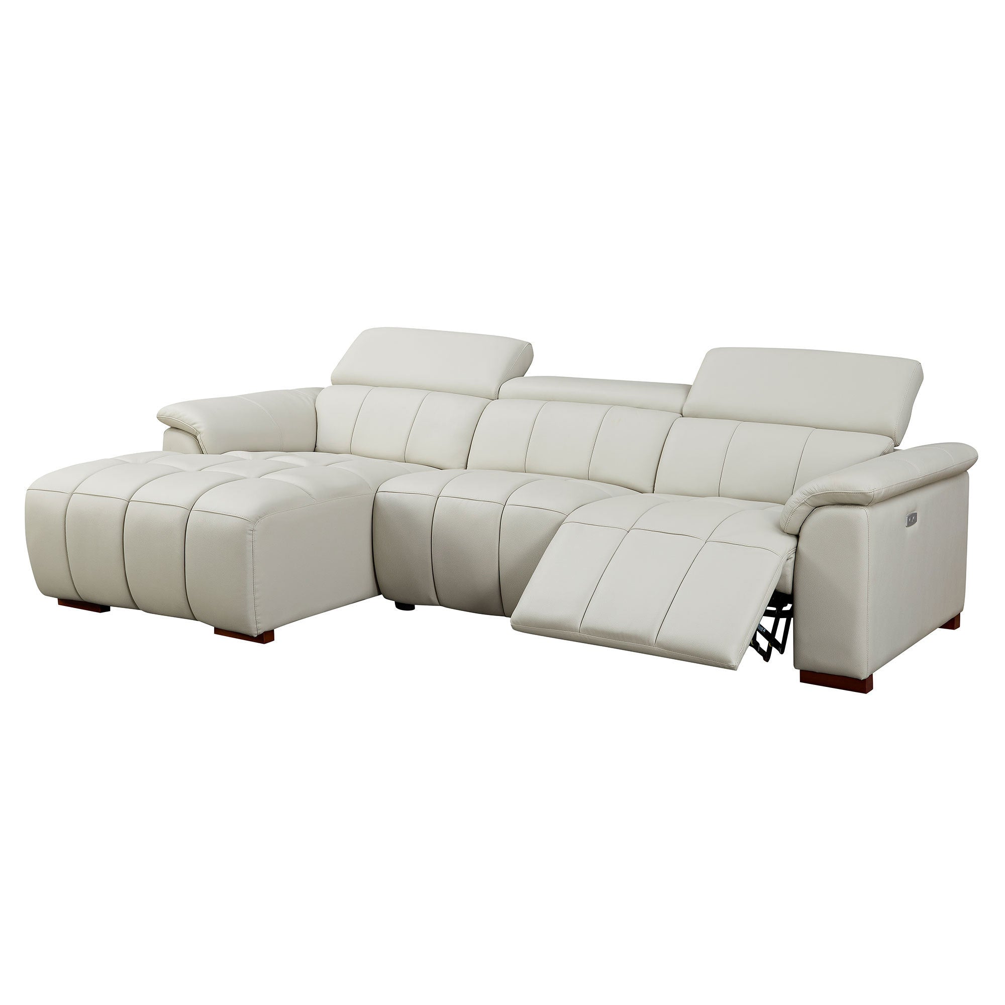 Wall-Hugger Reclining Sofa Modern Electric Control Genuine Leather L Shaped Couch,Lounge Seat Theater Seating Furniture with USB Port, Sofa with Headrest & Footrest for Living Room,Apartment,Office