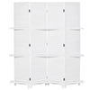 HOMCOM 4 Panel 67" Tall Wood Privacy Screen Room Divider with 3 Display Shelves, and Folding Storage for Bedroom or Home Office, White