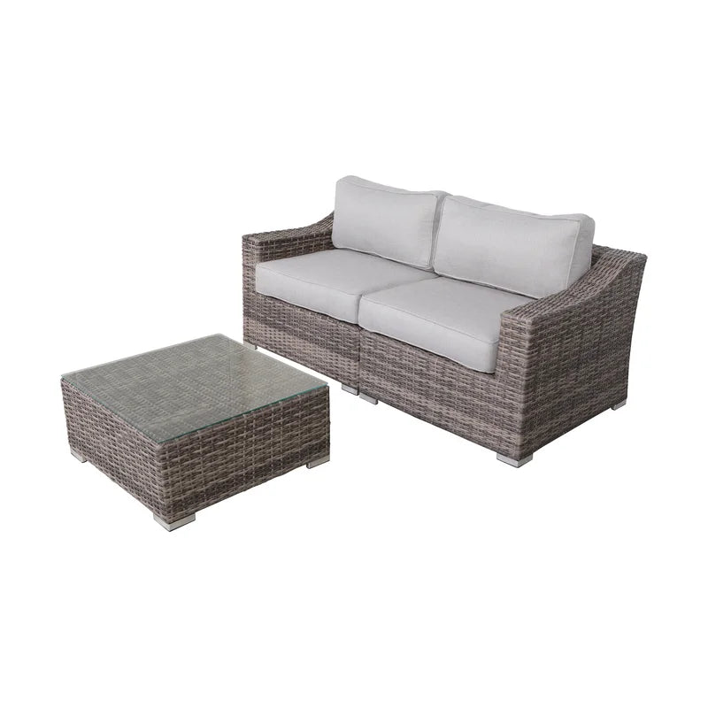 Fully Assembled 2-Person Wicker Seating Set with Cushions