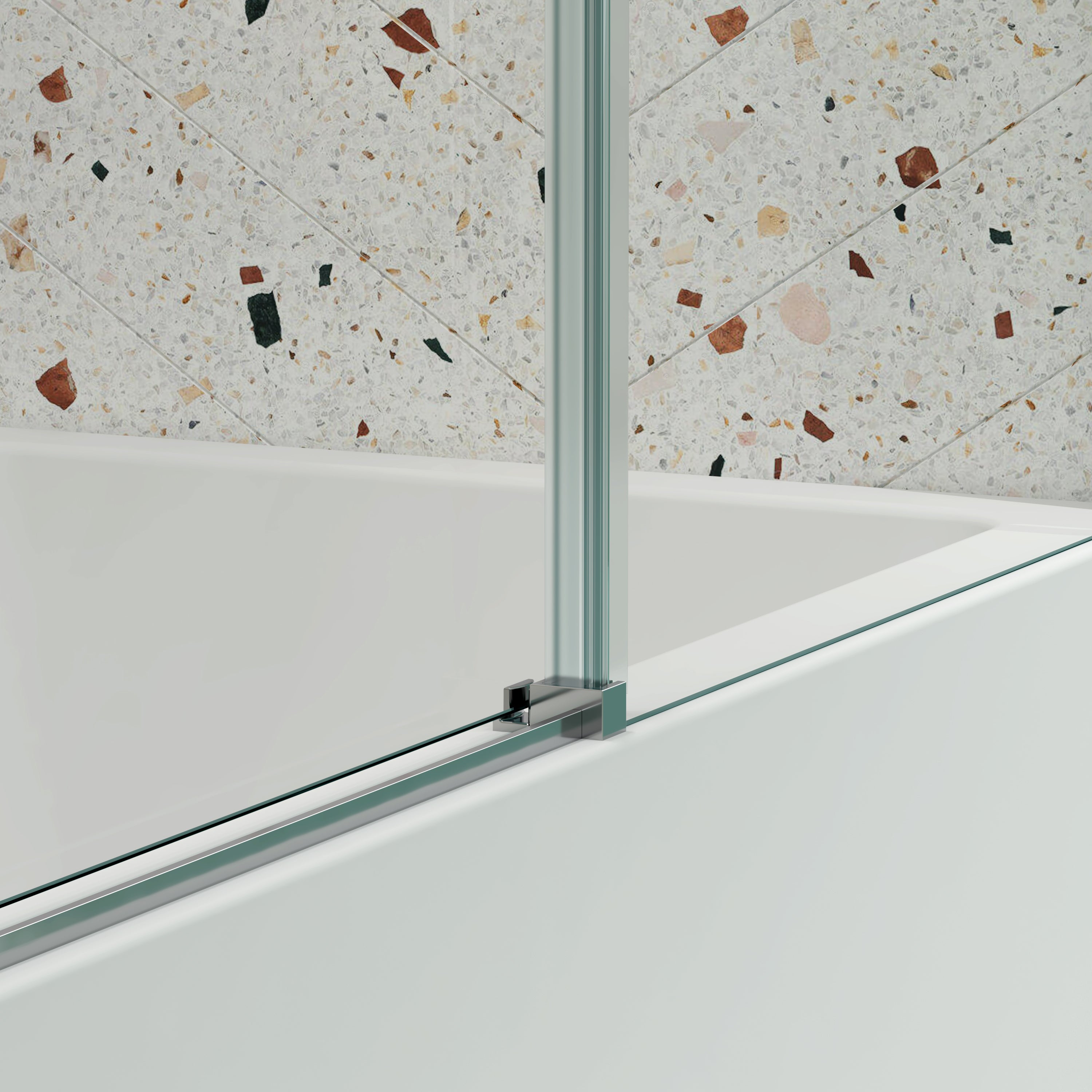 60"W x 74"H Glass shower door, sliding door, with 5/16" tempered glass and Polished Chrome finish 6074