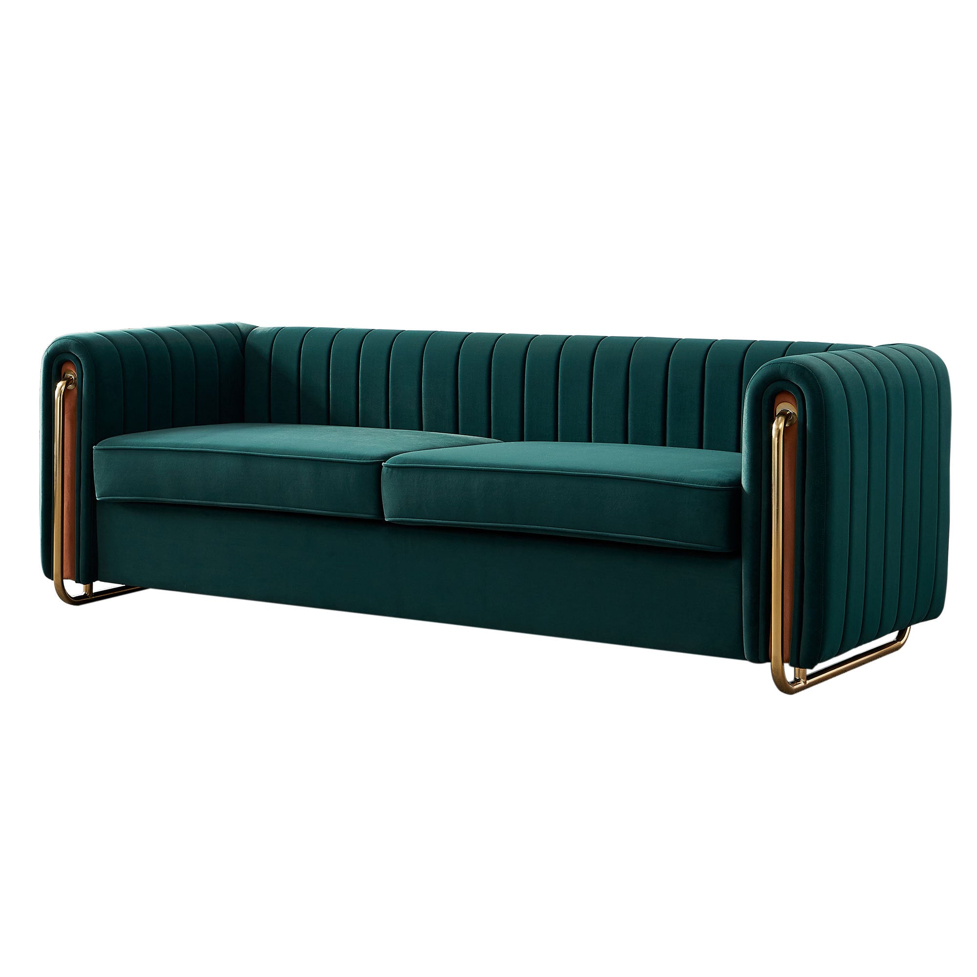 Contemporary Velvet Sofa Couch 84.25''W for Living Room, Green