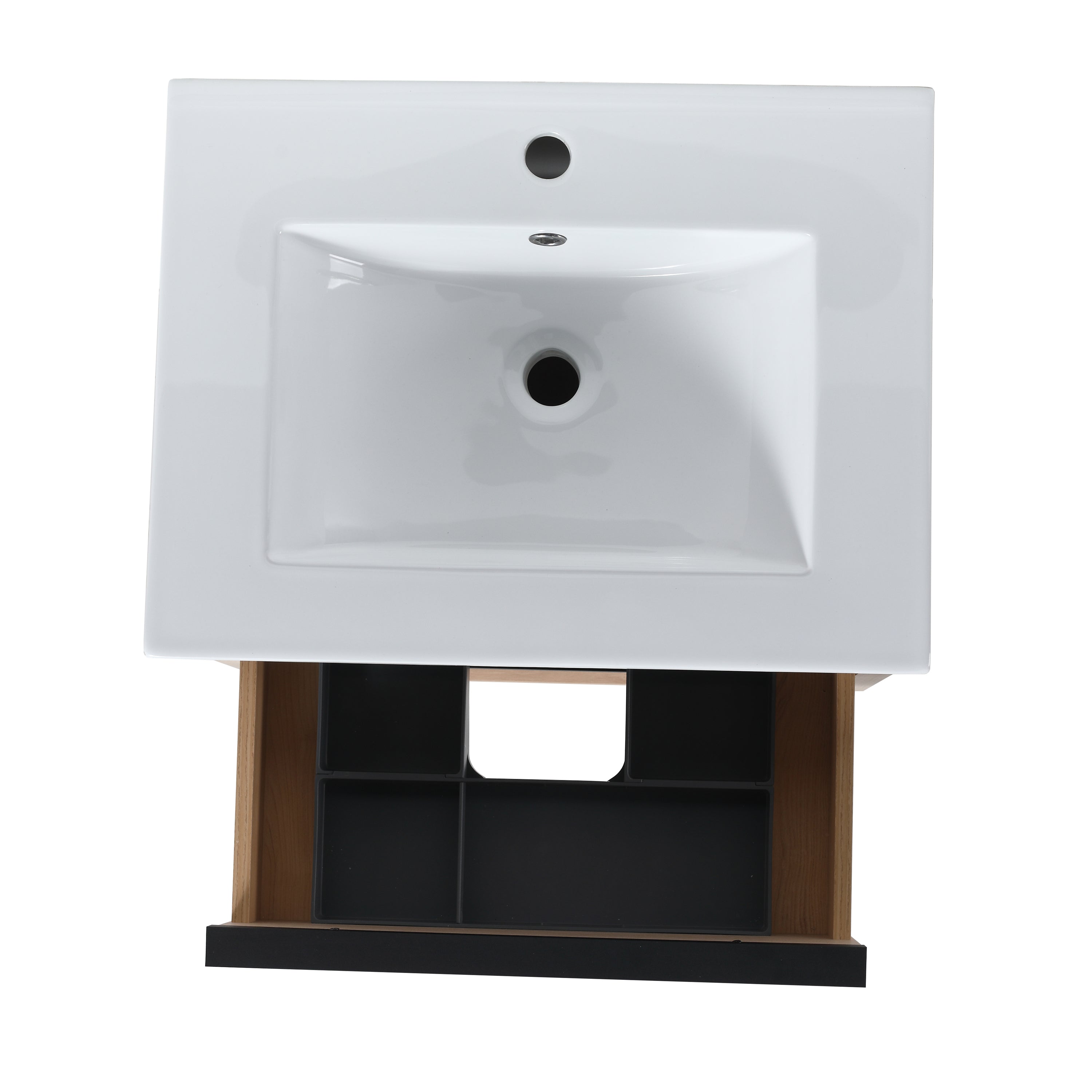 24" Bathroom Vanity with 2 Soft Close drawers,  White Ceramic Basin-BVA02524PLO-G-BL9060B(W1286S00034)