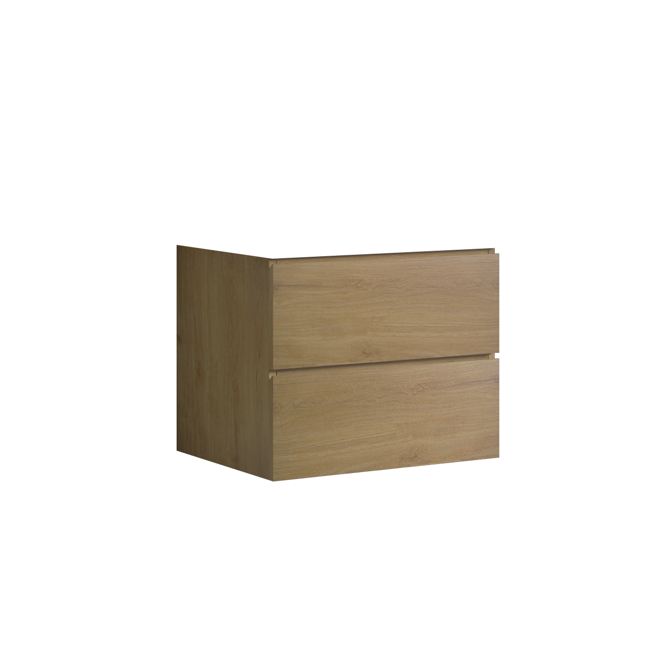 Alice24-106, Wall mount cabinet without basin, Natural oak color, with two drawers, Pre-assembled