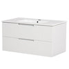 36 Inch Floating Bathroom Vanity with Ceramic Sink Set , Modern Bath Storage Cabinet Vanity with Drawers Wall Mounted Combo for Bathroom, White