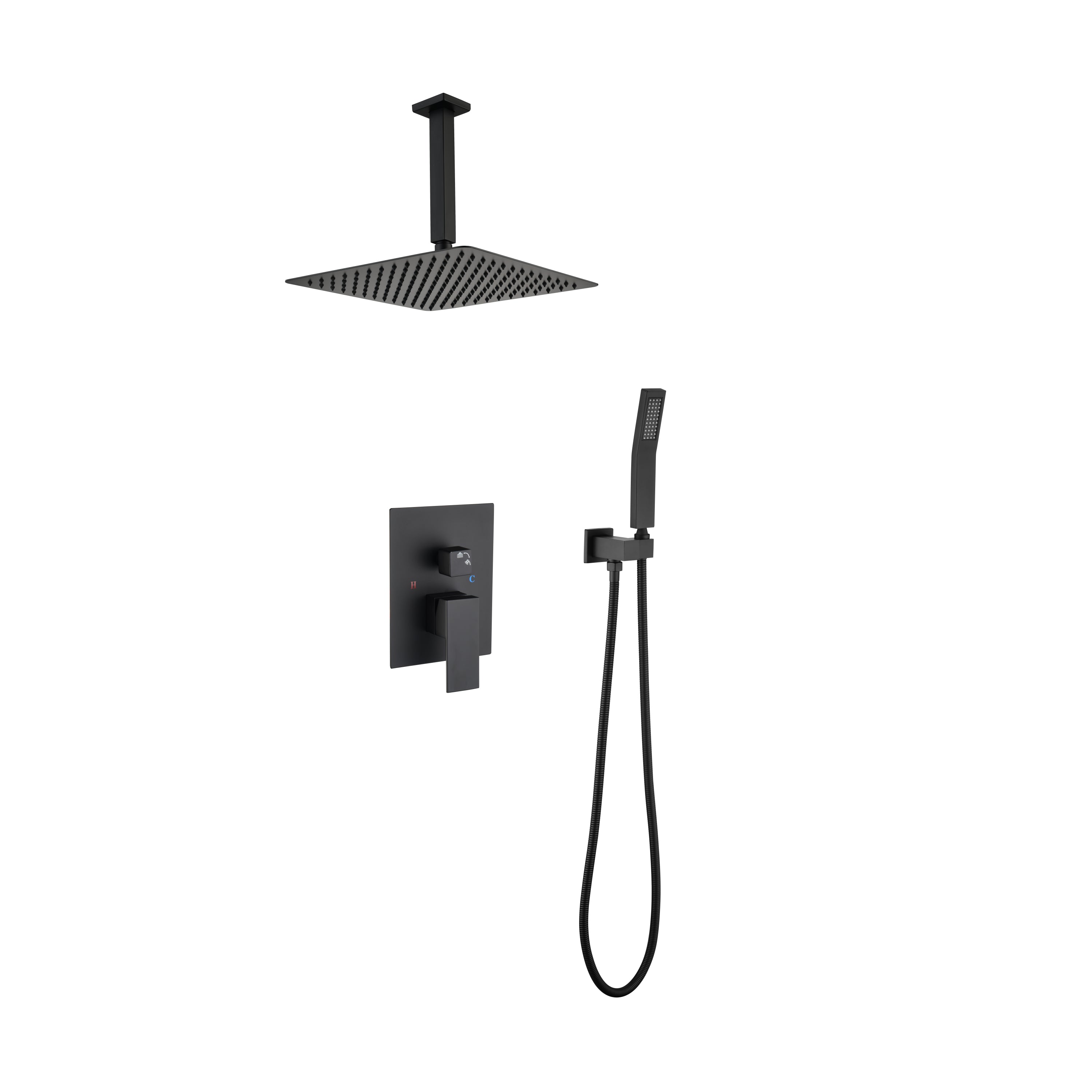 Ceiling Mounted Shower System Combo Set with Handheld and 16"Shower head