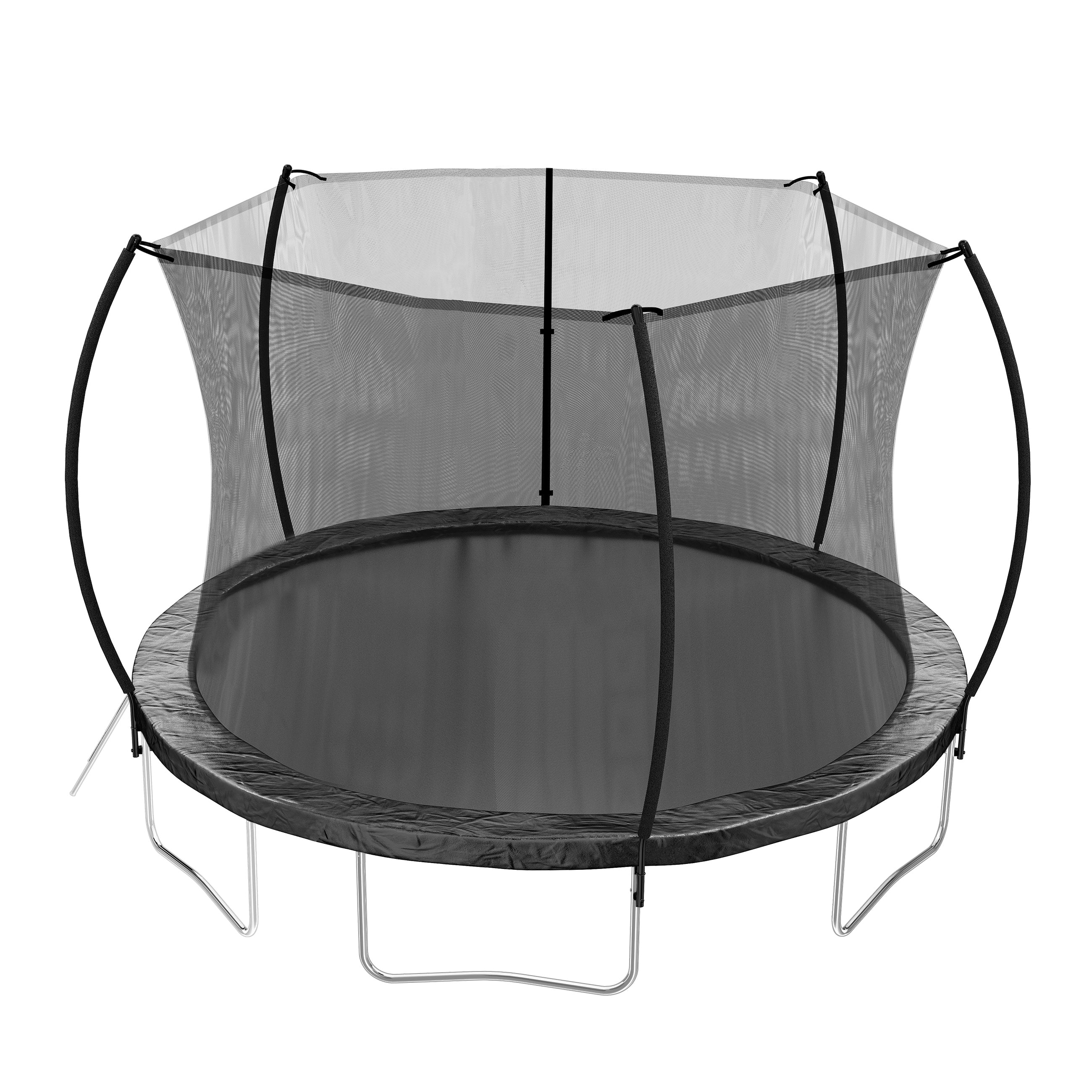 12FT Trampoline (Double-side color pad) ,  Trampoline for Kids and Adults with Enclosure Net and Ladder,Curved fence pole