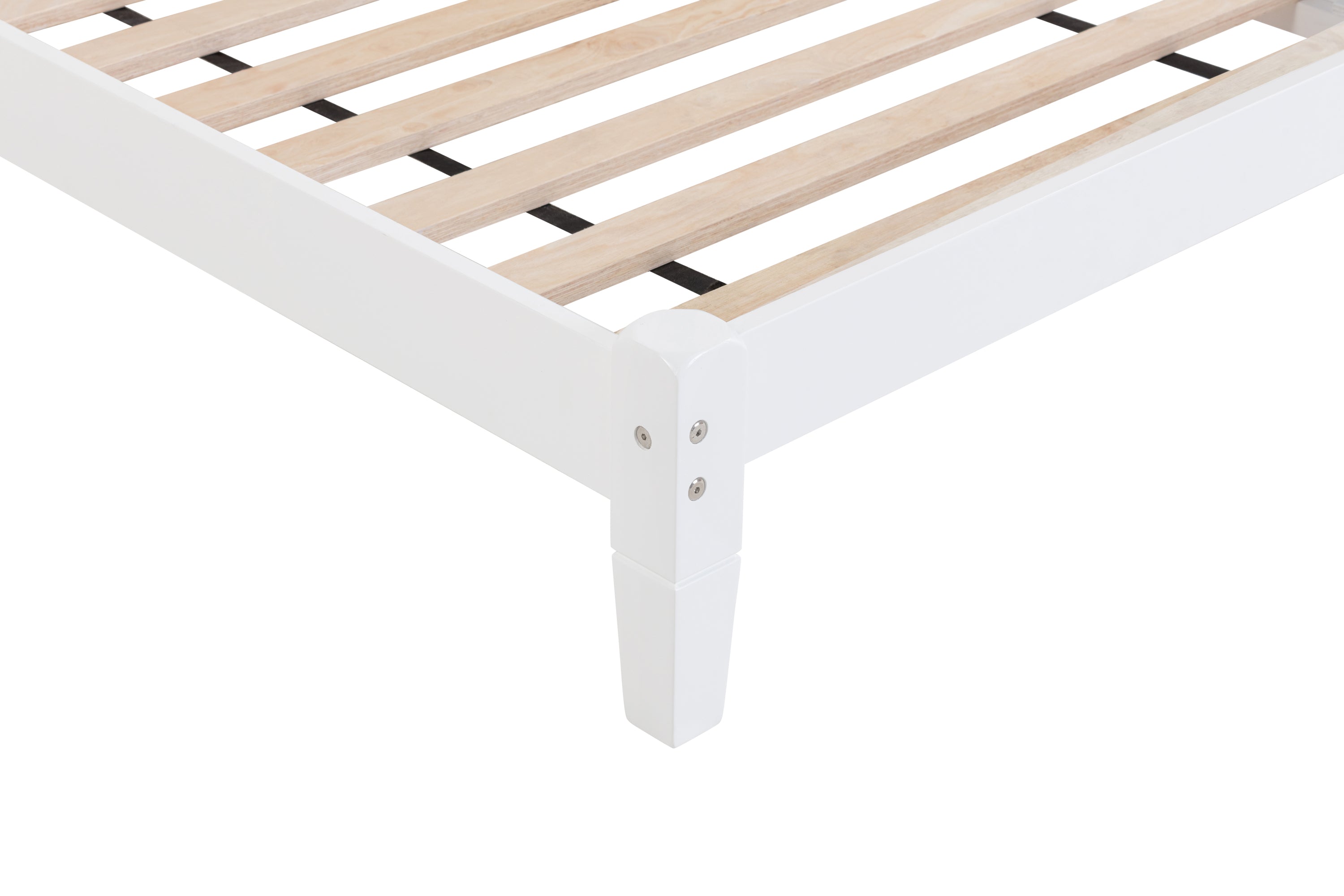 Twin Bed with Button-Decoration Headboard, with Bed Slats,White