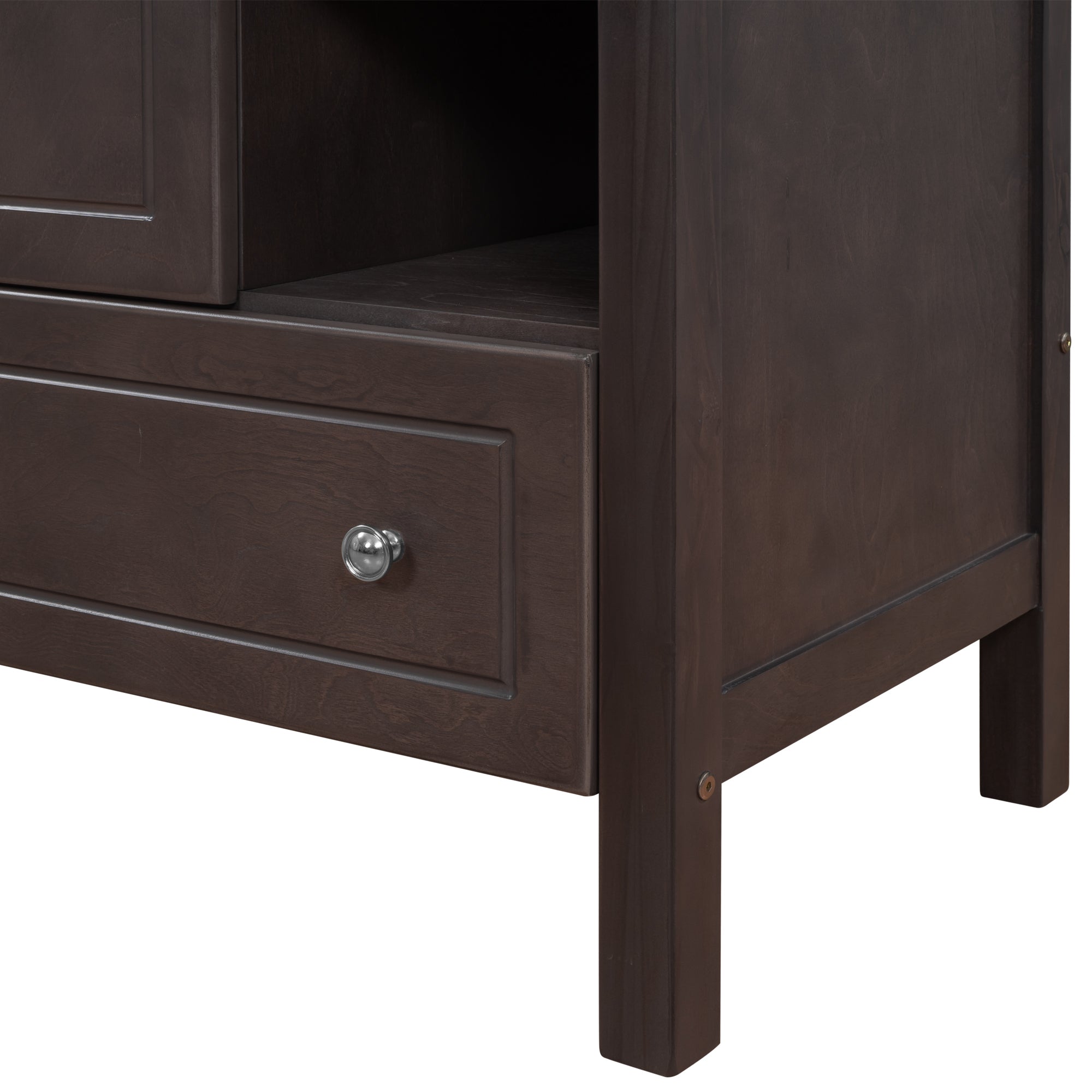 30" Bathroom Vanity Base Only, Solid Wood Frame, Bathroom Storage Cabinet with Doors and Drawers, Brown