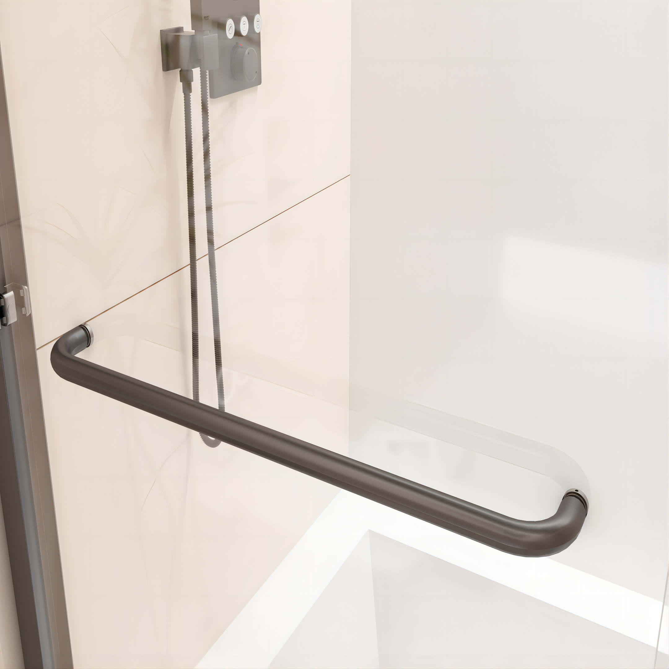 56"-60"W x 58" H  Semi-Frameless Double Sliding Tub Door, Bypass Bathtub Shower, 1/4" (6mm) Thick SGCC Tempered Glass Door,  Matte Black