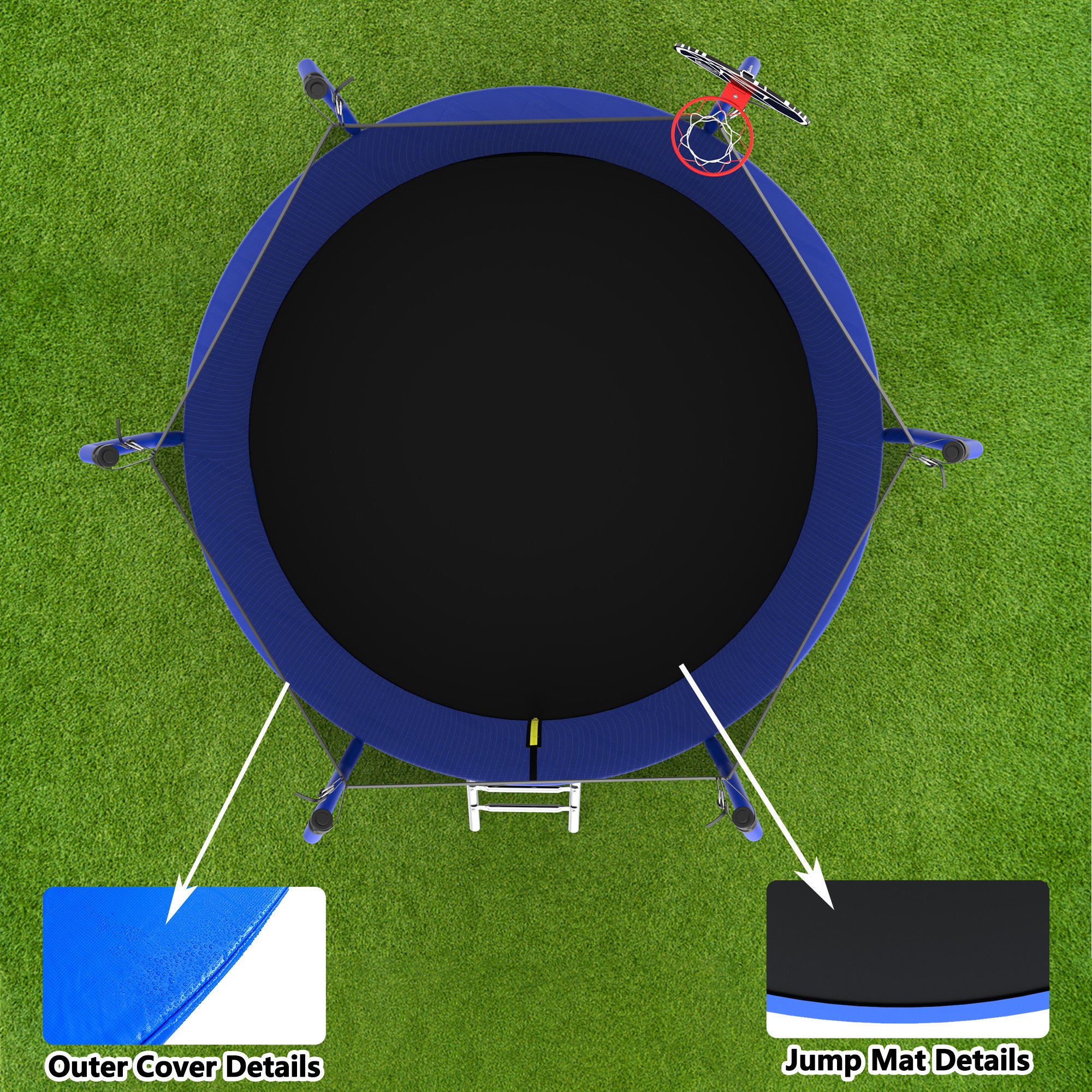 10FT Trampoline with Basketball Hoop,  ASTM Approved Reinforced Type Outdoor Trampoline with Enclosure Net