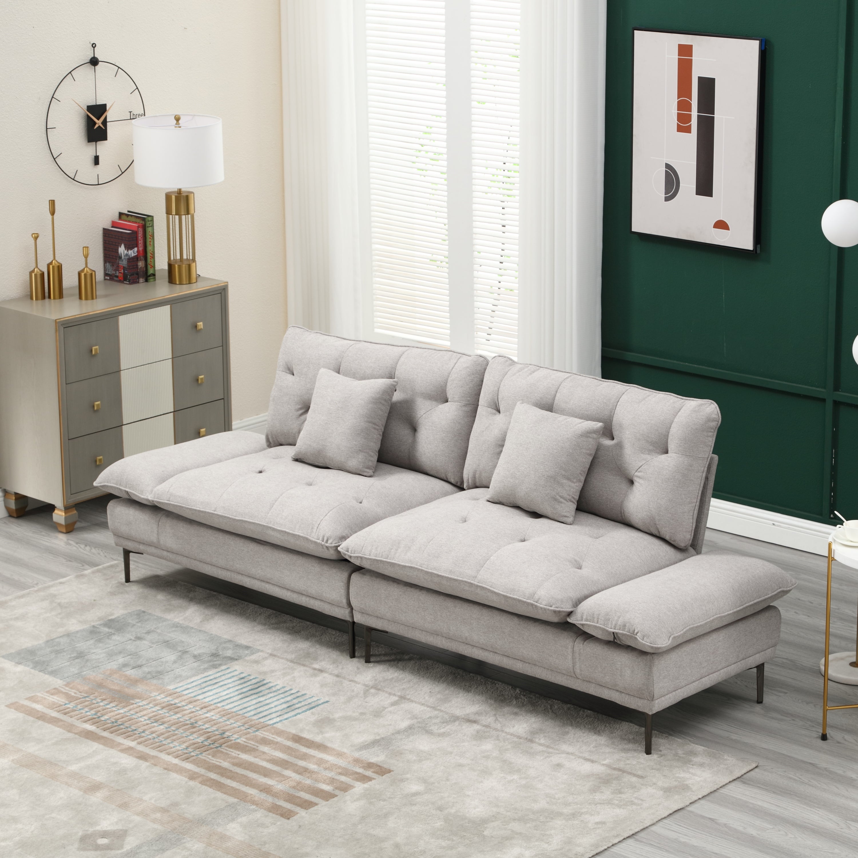 UNITED Linen Sofa , Accent sofa loveseat sofa with metal feet