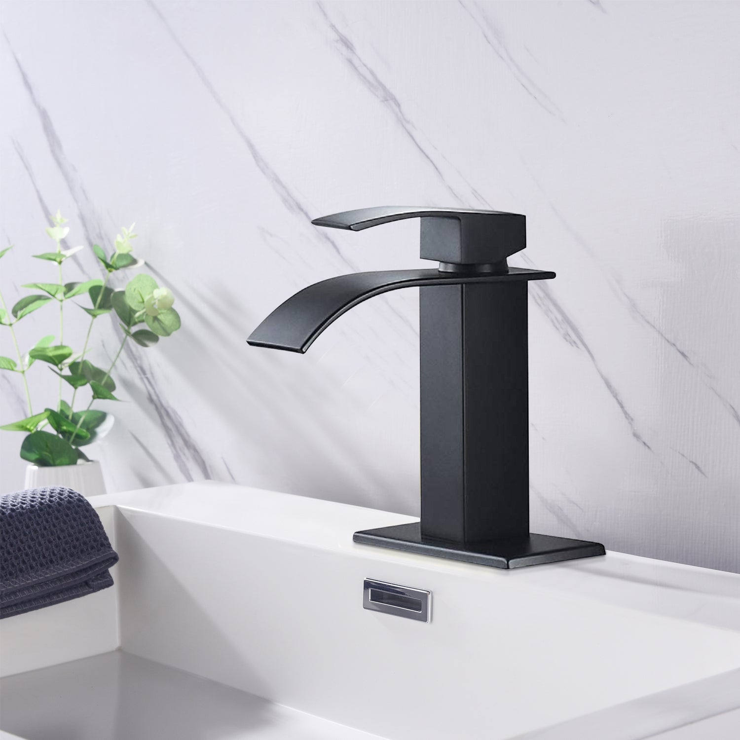 Waterfall Spout Bathroom Faucet,Single Handle Bathroom Vanity Sink Faucet