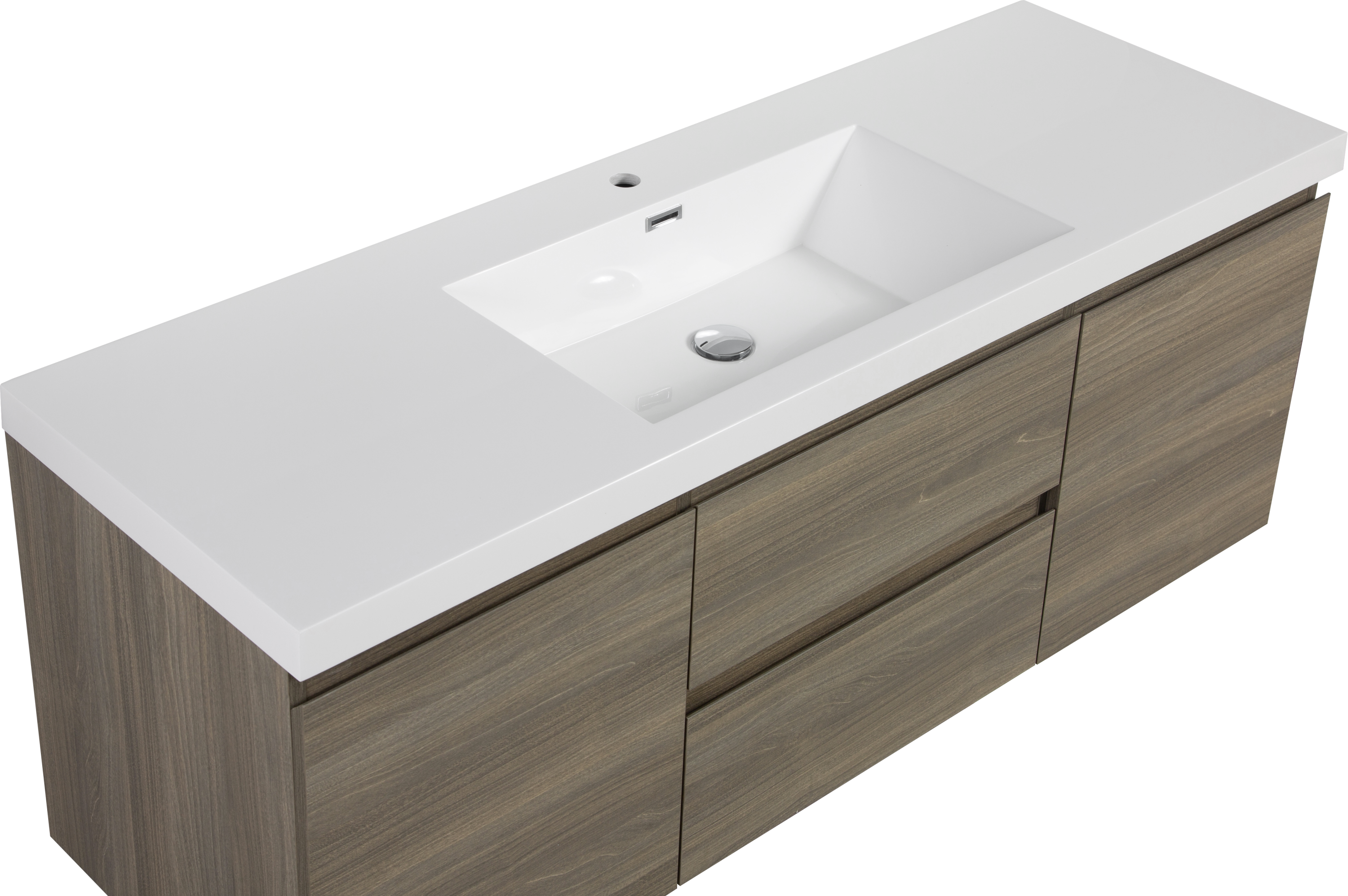 60" Floating Bathroom Vanity with Sink, Modern Wall-Mounted Bathroom Storage Vanity Cabinet with Resin Top Basin and Soft Close Drawers, Ash Grey 24V11-60SAG