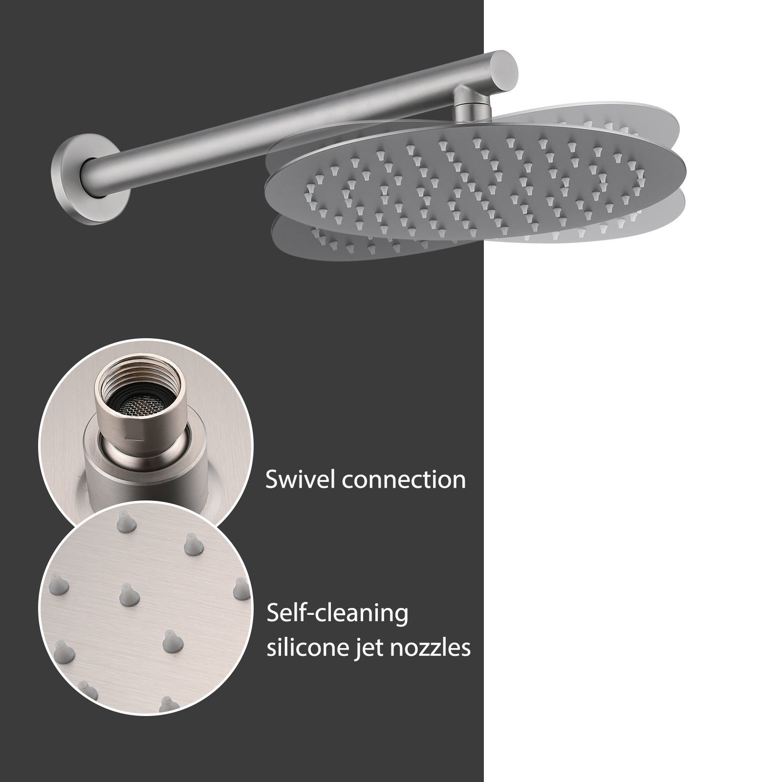 10 Inches Wall Mounted Shower with High Pressure Rain Shower Head and 5-Function Handheld Shower Head