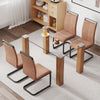 Table and chair set, 1 table and 4 chairs. A modern and minimalist rectangular dining table. Glass desktop and wood colar MDF table legs. Paired with brown chairs  X05  C-1162