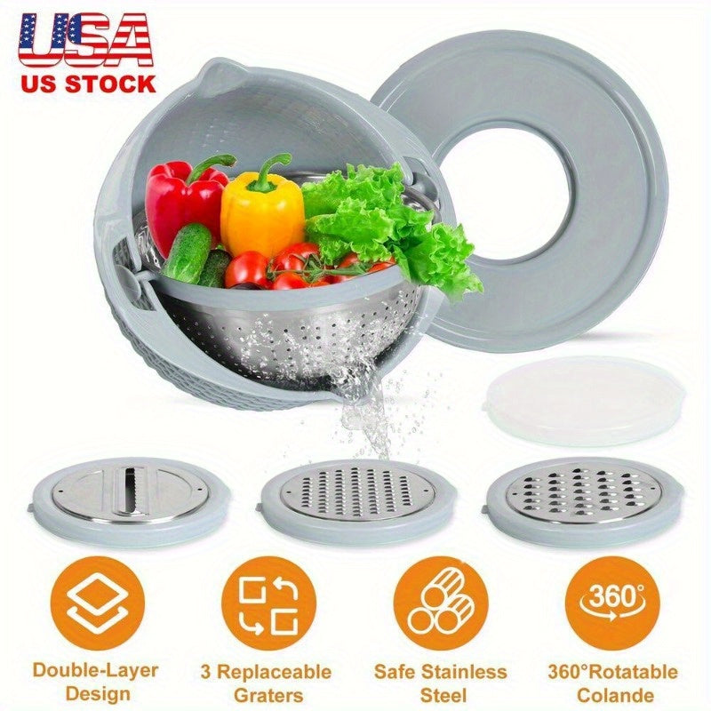 Strainer Mixing Bowl Stainless Steel Fruit Vegetable Washing Basket Drainer with Lid