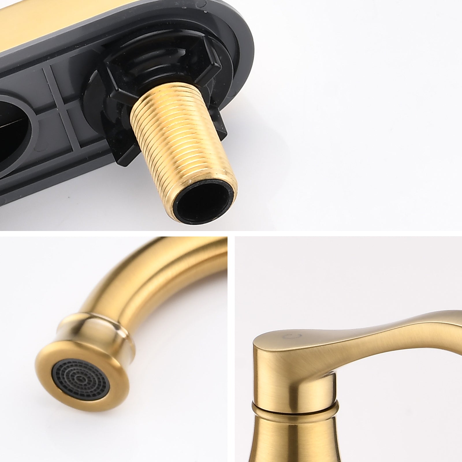 4 inches Centerset Bathroom Faucet 360° Swivel Spout, with Pop Up Drain - Brushed Gold