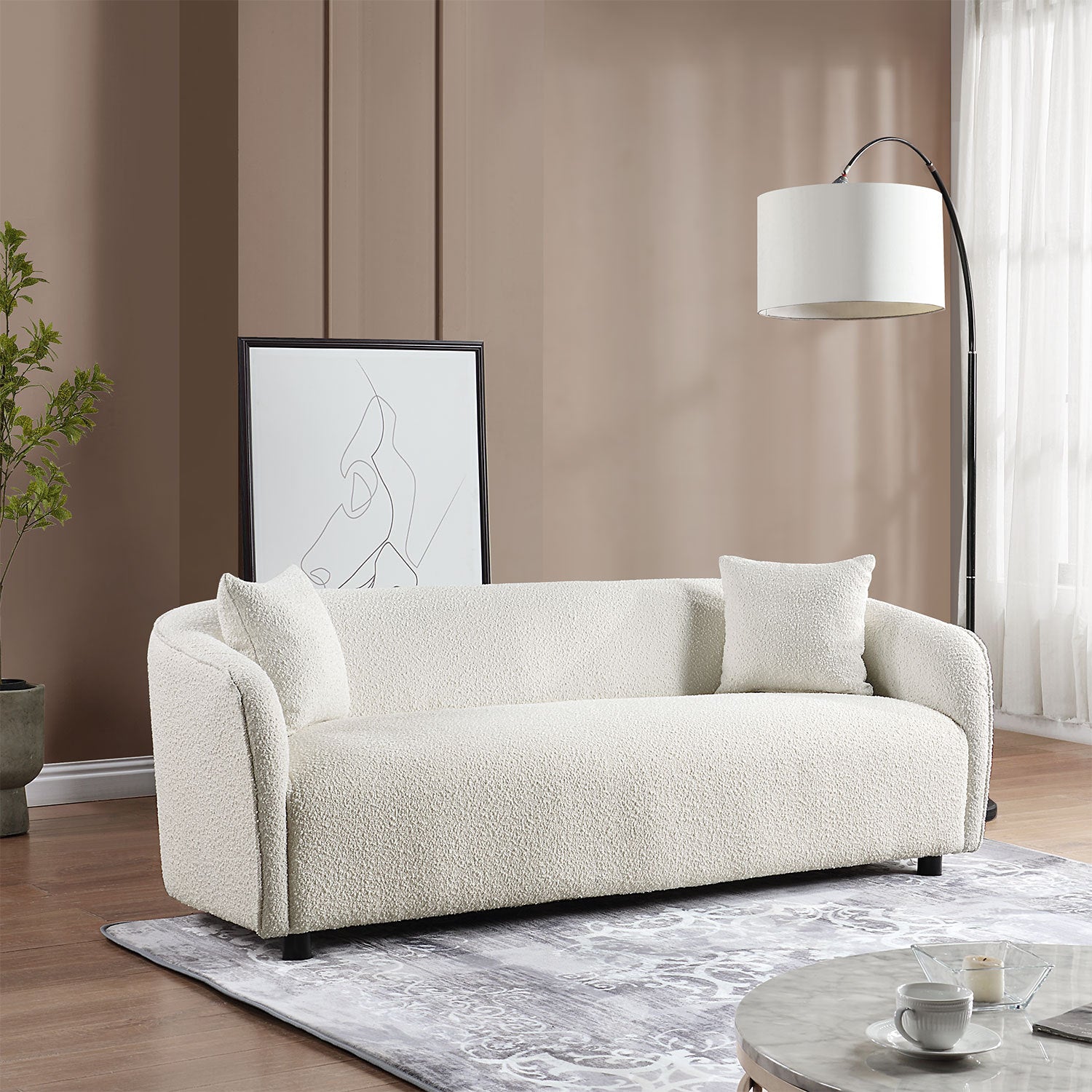 Modern Minimalist Sofa for Living Room Lounge Home Office, Color:Bishop Beige