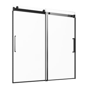 56-60 x 60 in Frameless Sliding Bathtub Door - Matte Black view 1