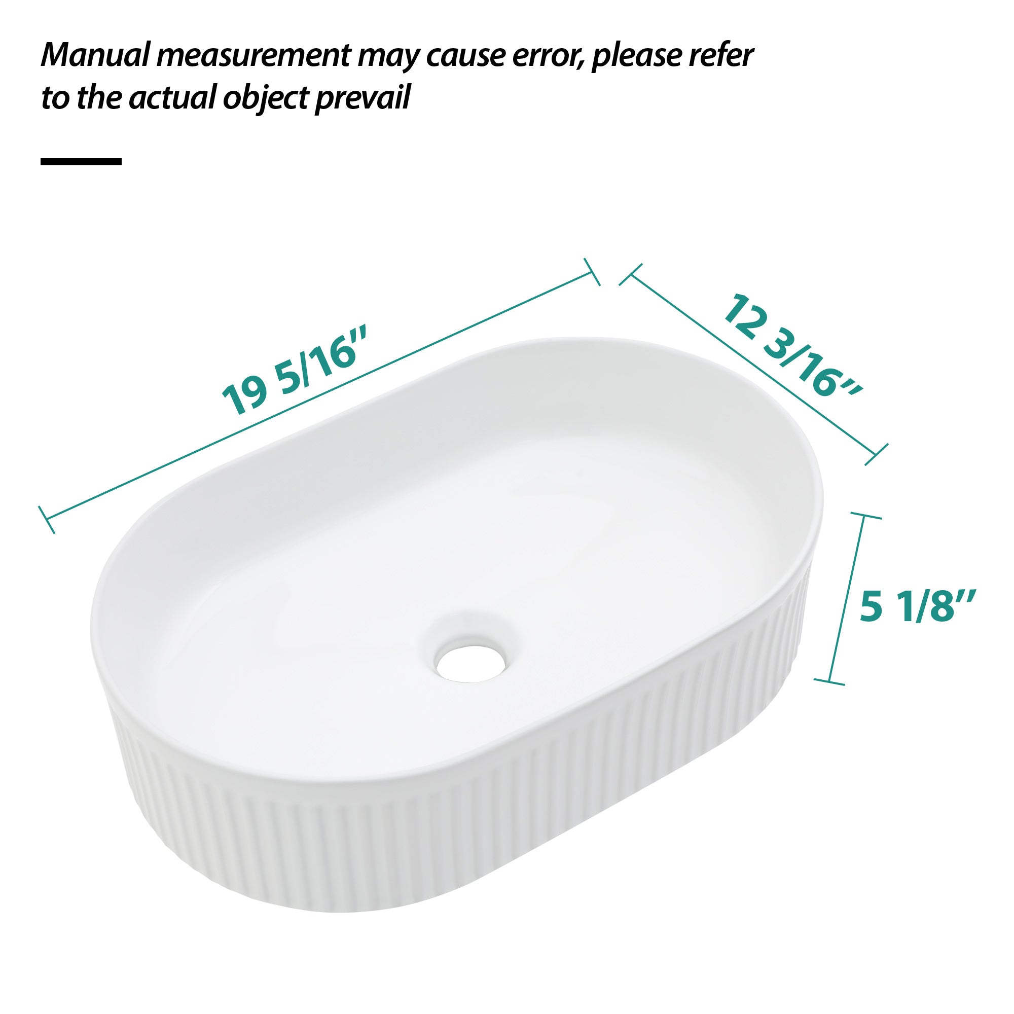 19.31x12.19 Inch White Ceramic Oval Vessel Bathroom Sink