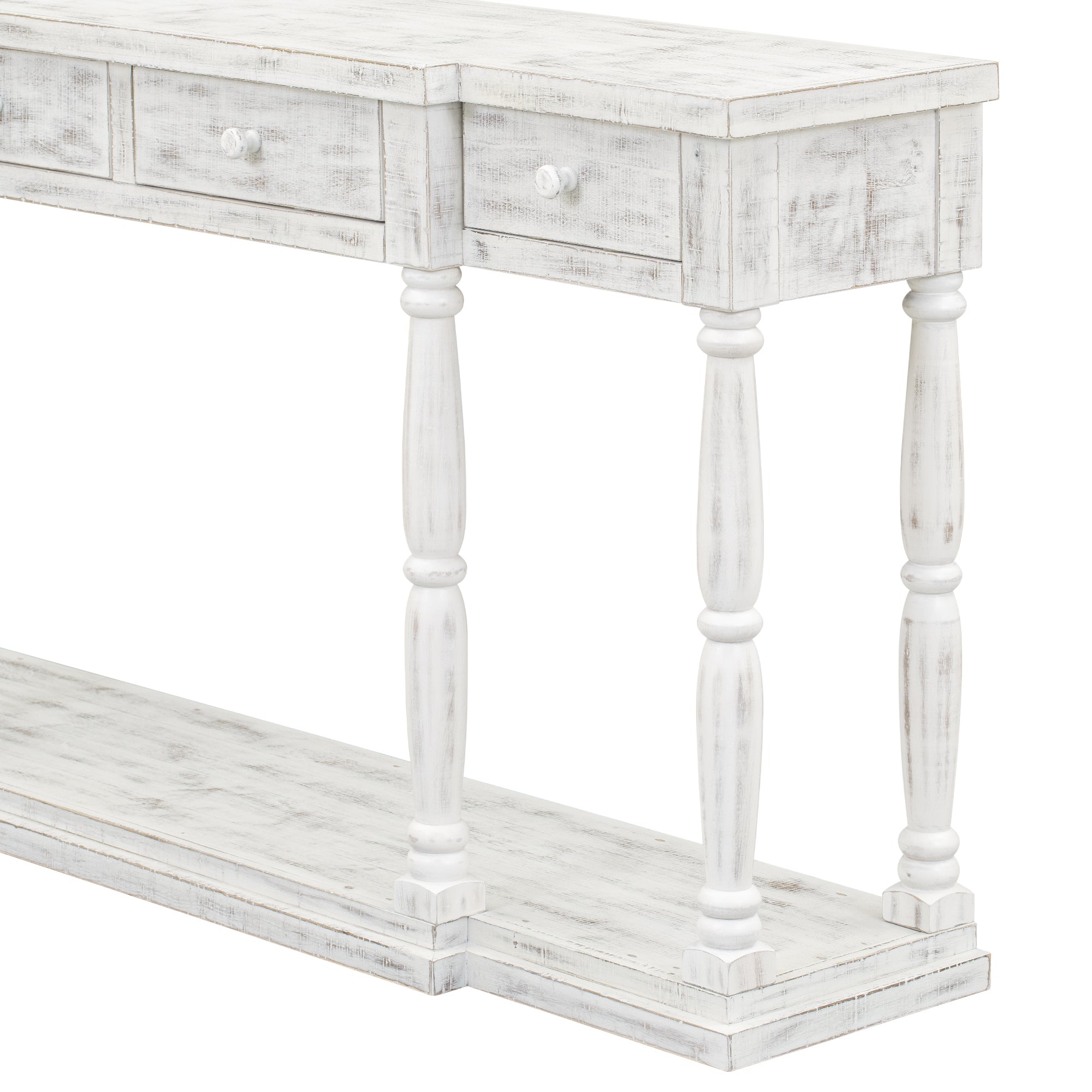 U_STYLE Retro Senior Console Table for Hallway Living Room Bedroom with 4 Front Facing Storage Drawers and 1 Shelf