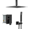 Dual Shower Head - 16 Inch Ceiling Mount Square Shower System with Rough-in Valve, Matte black