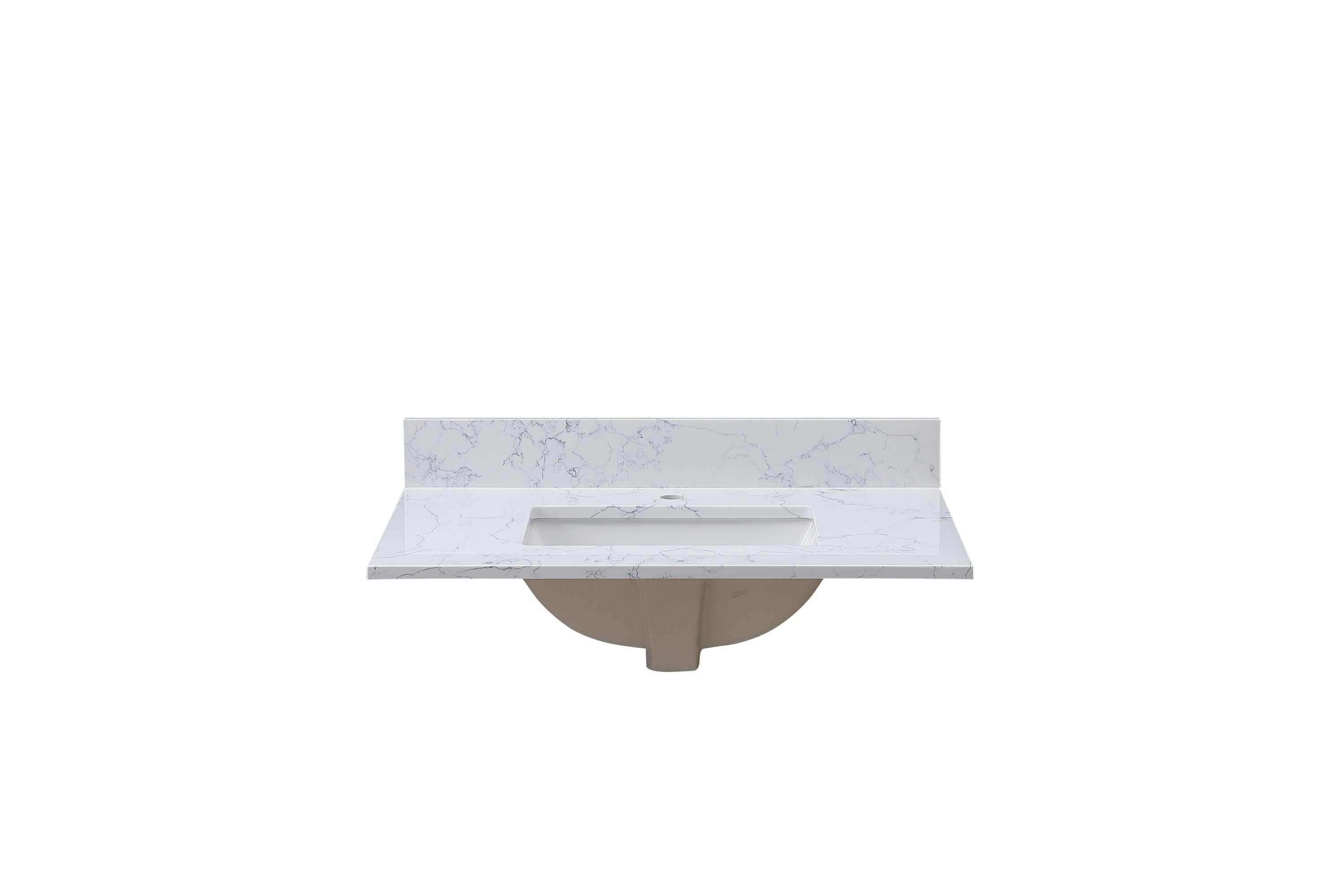 Montary 37"x 22" bathroom stone vanity top carrara jade  engineered marble color with undermount ceramic sink and single faucet hole with backsplash