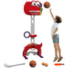 Qaba 5-in-1 Kids Basketball Hoop, Toddler Sports Activity Center, 5 Level Adjustable Height Basketball Goal with Soccer, Golf, Ring Toss & Throw Ball Game for Boys Girls 3-6 Years Indoor, Red