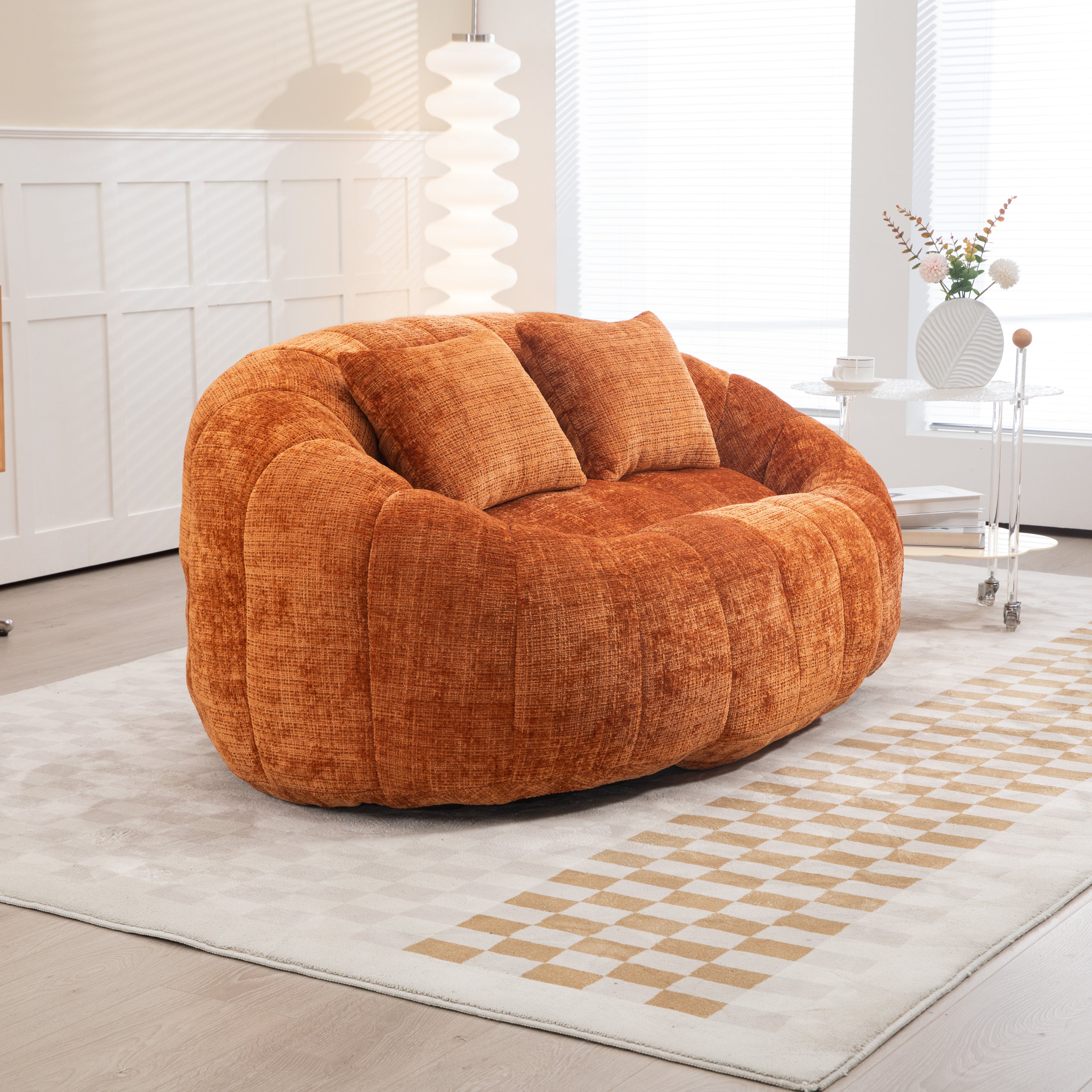 COOLMORE Bean Bag sofa Lazy Sofa Durable Comfort Lounger High Back Bean Bag Chair Couch for Adults and Kids, Indoor & Outdoor, Accent Floor Soft Lounge Chair  (Orange chenille)